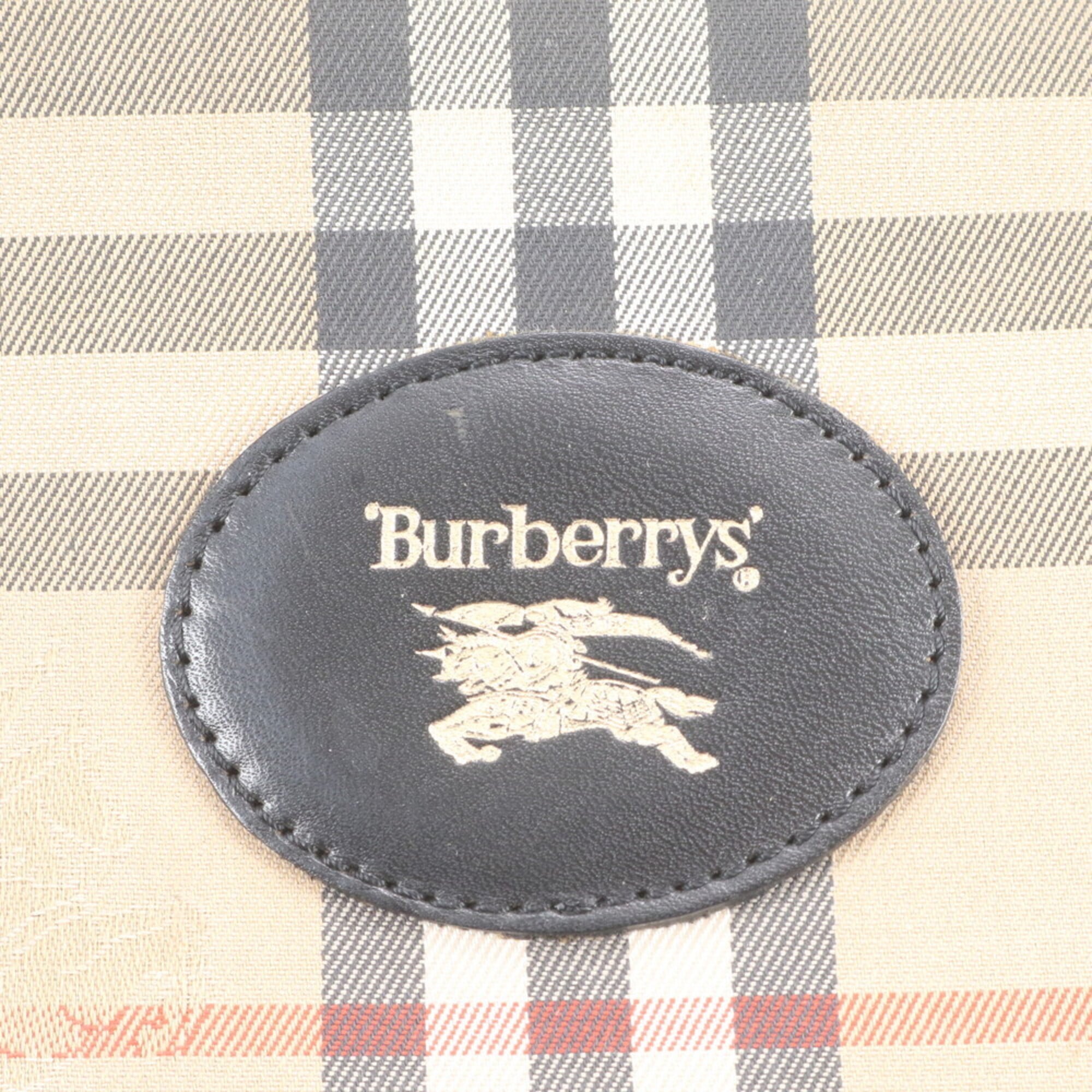 Burberry Beige Brown Leather Canvas Crossbody Bag Shoulder Bag Tote Bag (Pre-Owned)