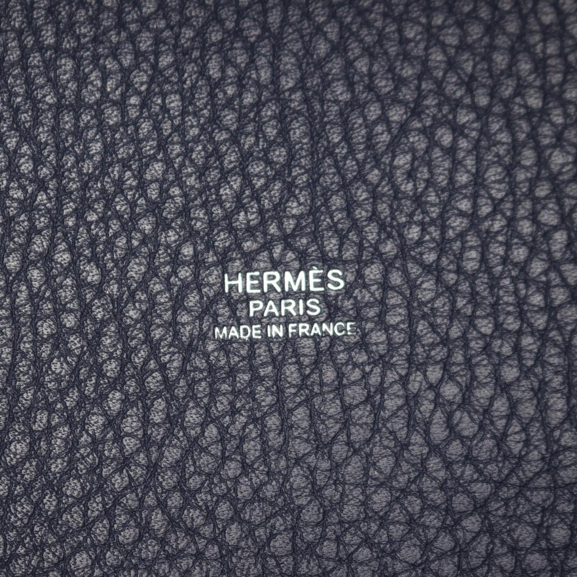 Hermes Navy Pink Rose Purple Taurillon Clemence Leather Handbag (Pre-Owned)