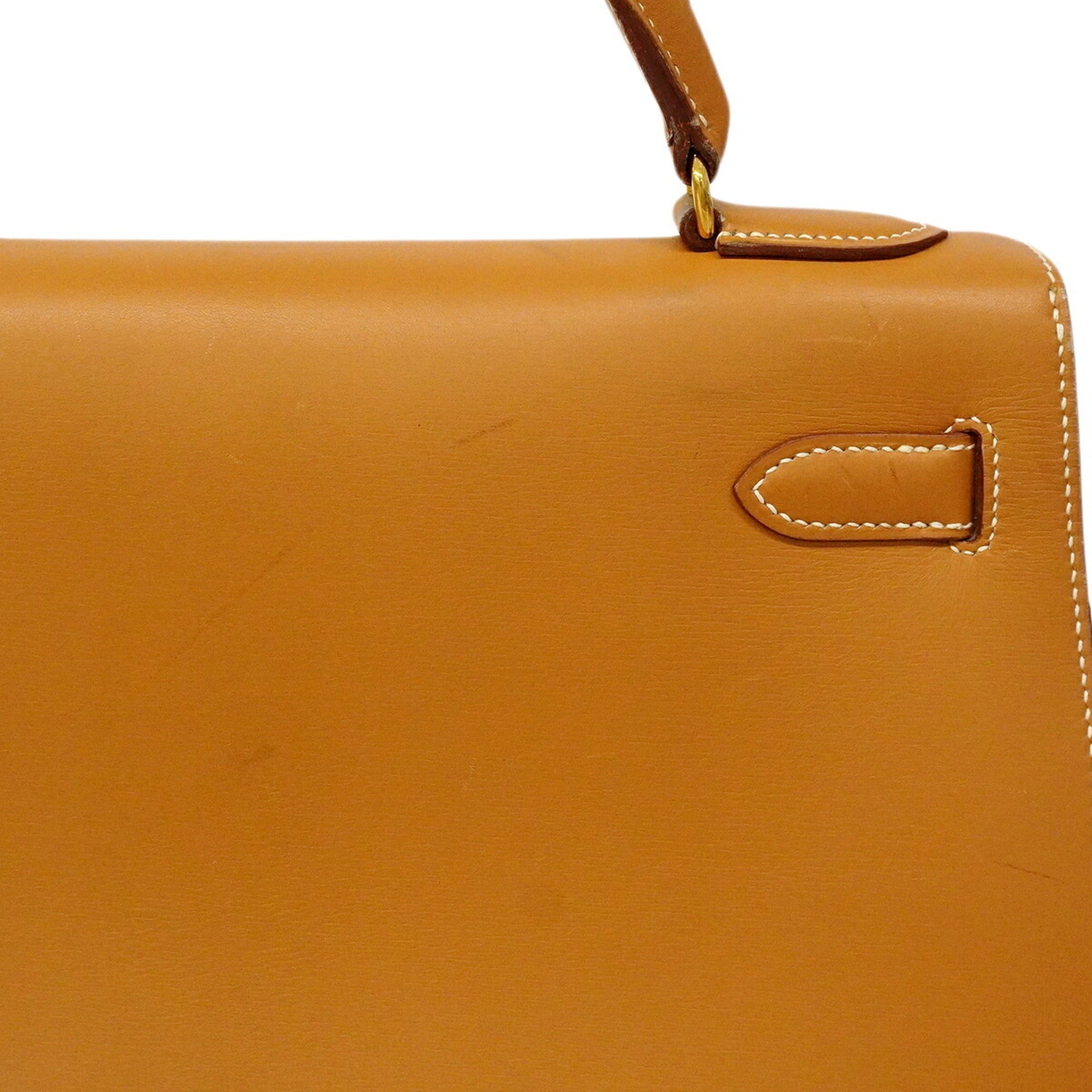Hermes Natural Sable Box Calf Leather Handbag (Pre-Owned)
