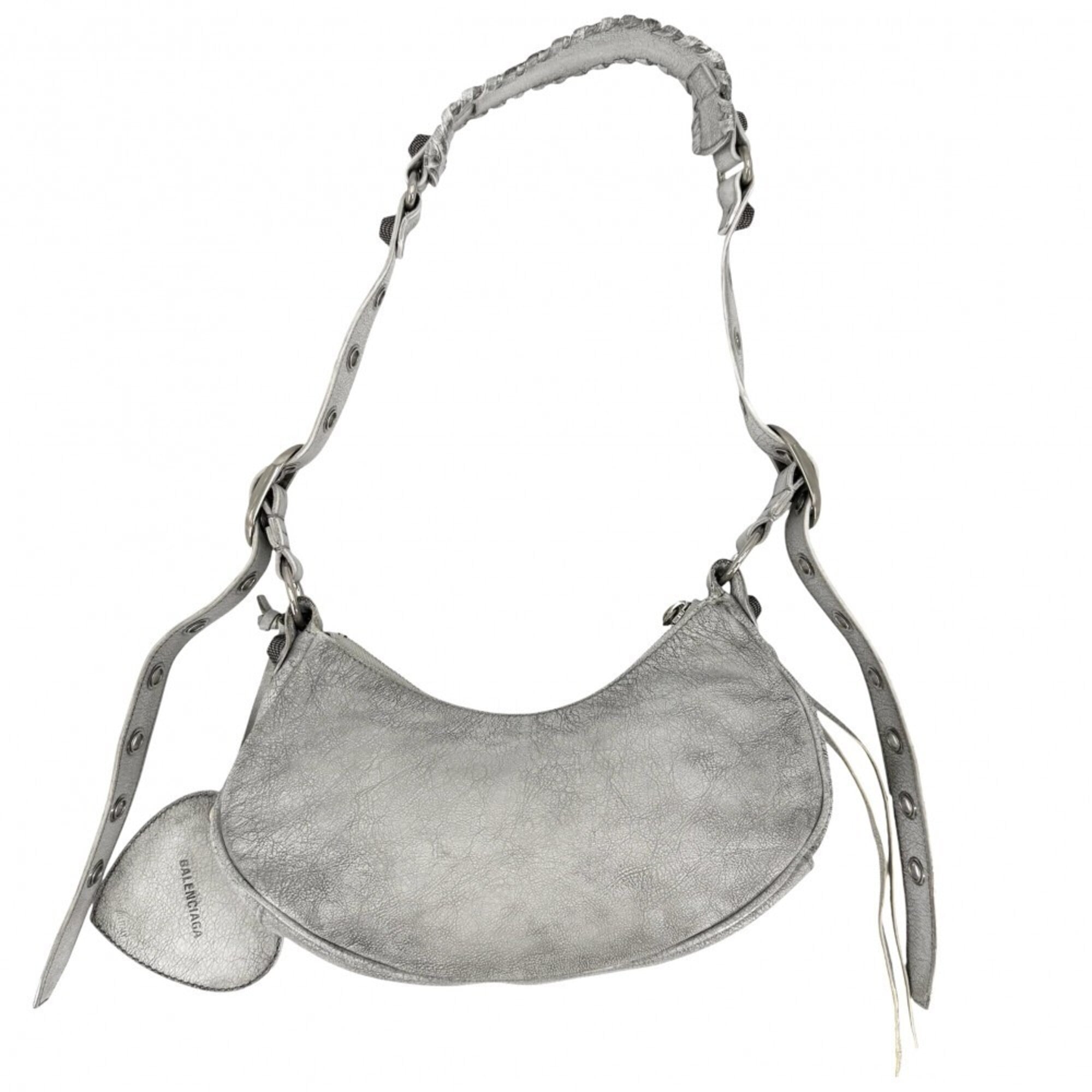 Balenciaga Gray White Leather Shoulder Bag (Pre-Owned)