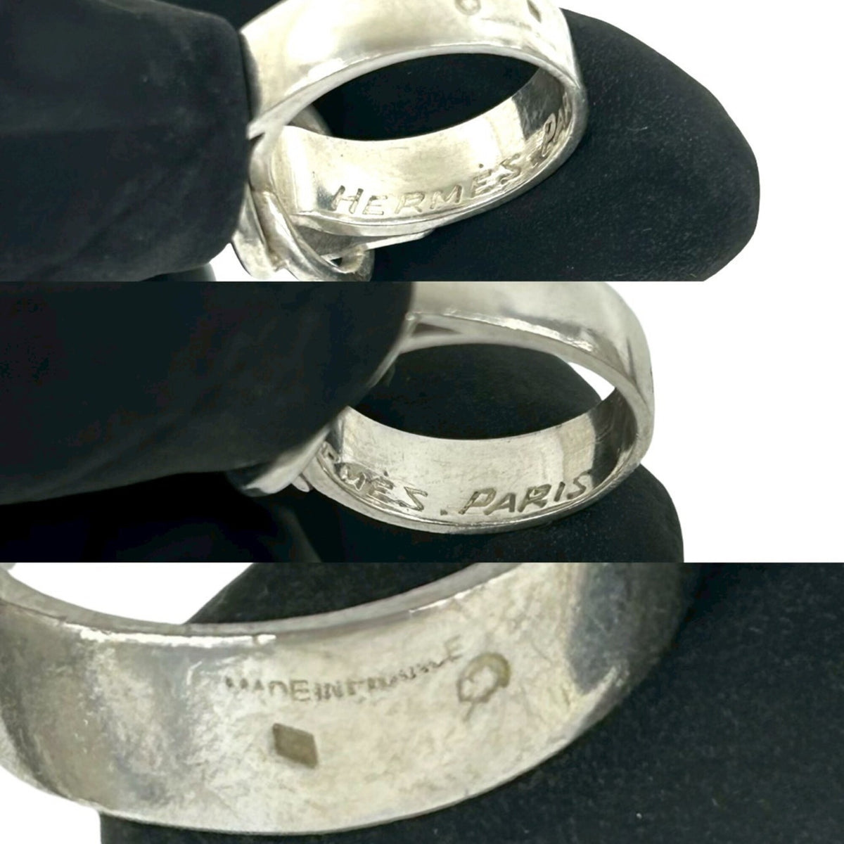 Hermes Silver Silver 925 Band Ring (Pre-Owned)