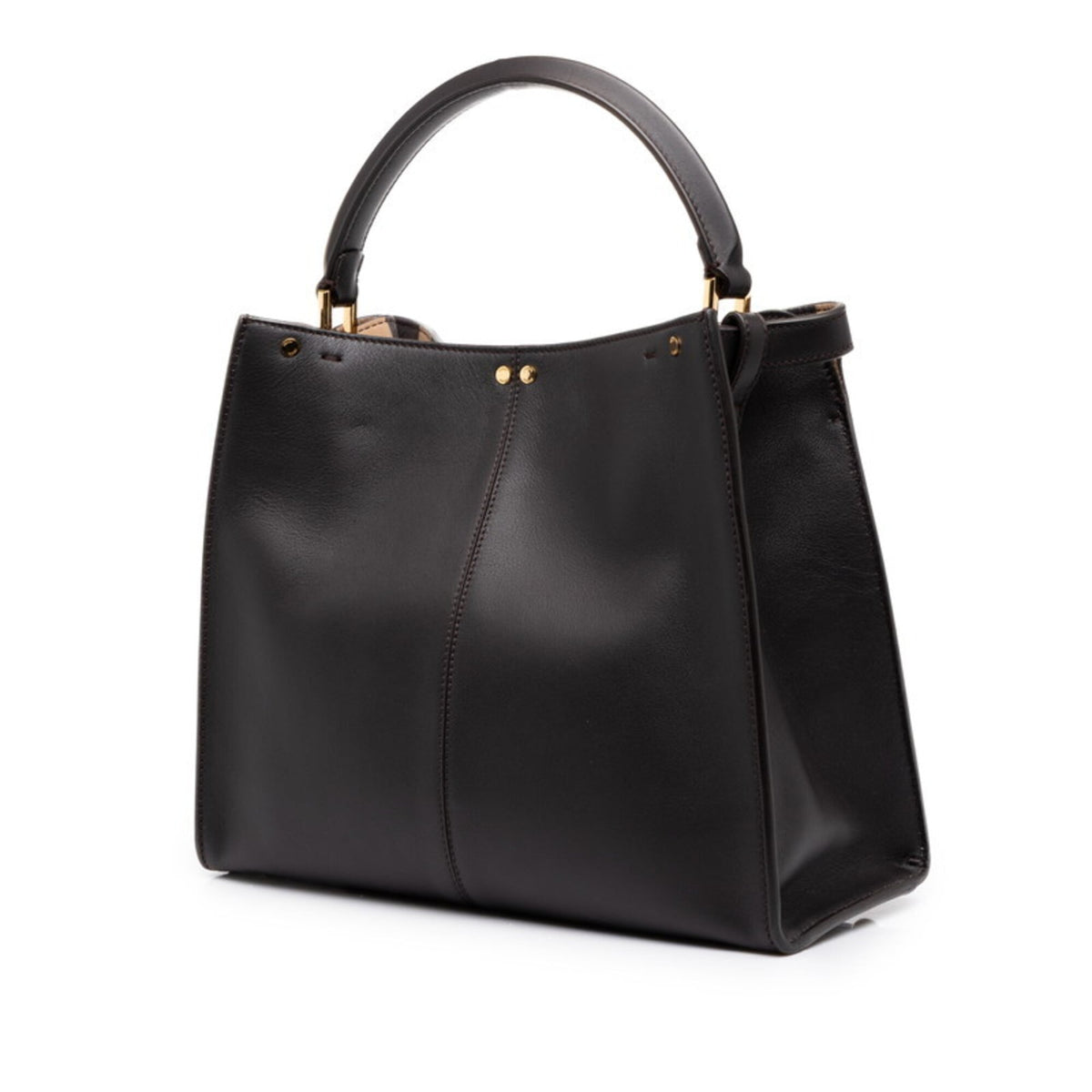 Fendi Dark Brown Leather Handbag Shoulder Bag (Pre-Owned)