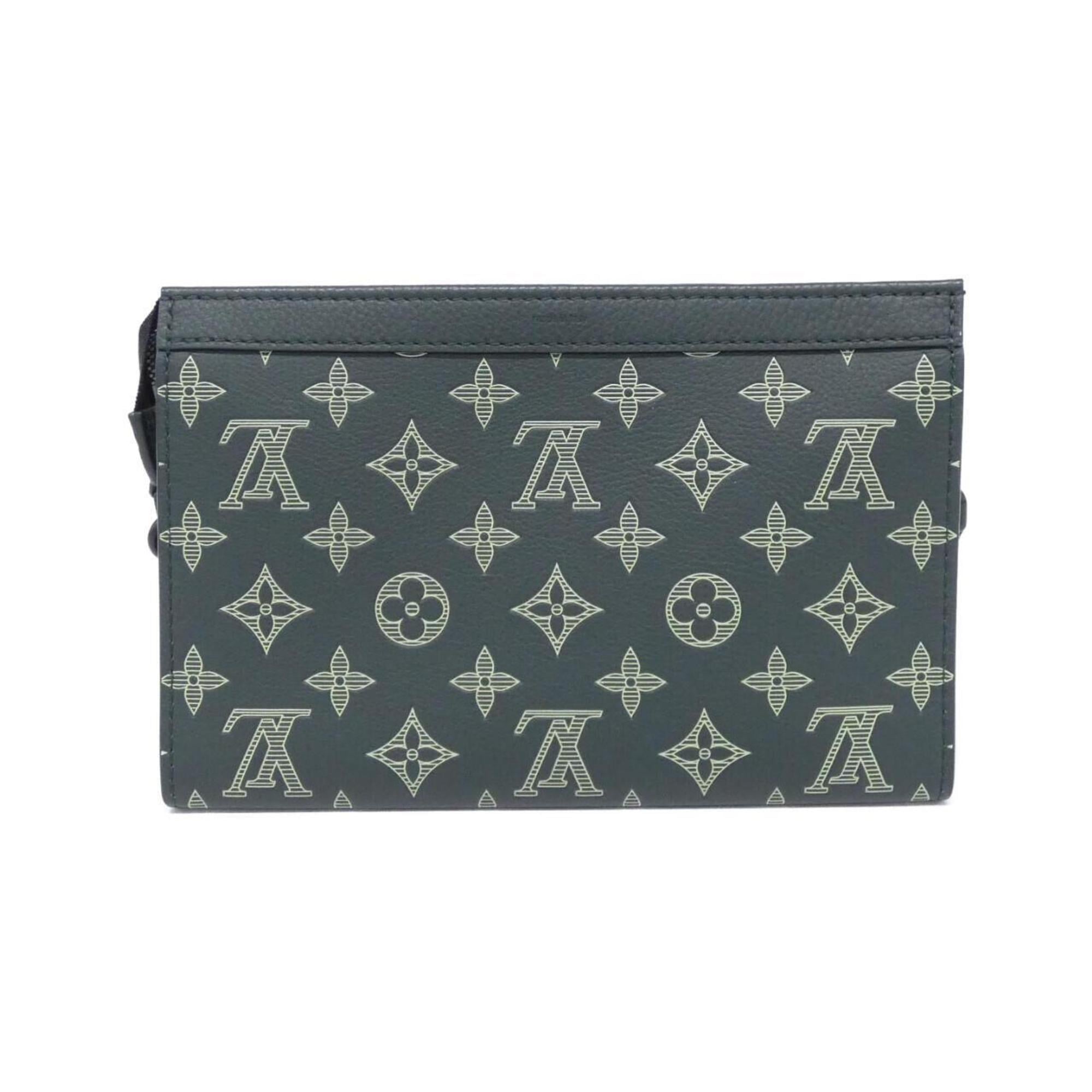 Louis Vuitton Green Leather Pouch Shoulder Bag (Pre-Owned)
