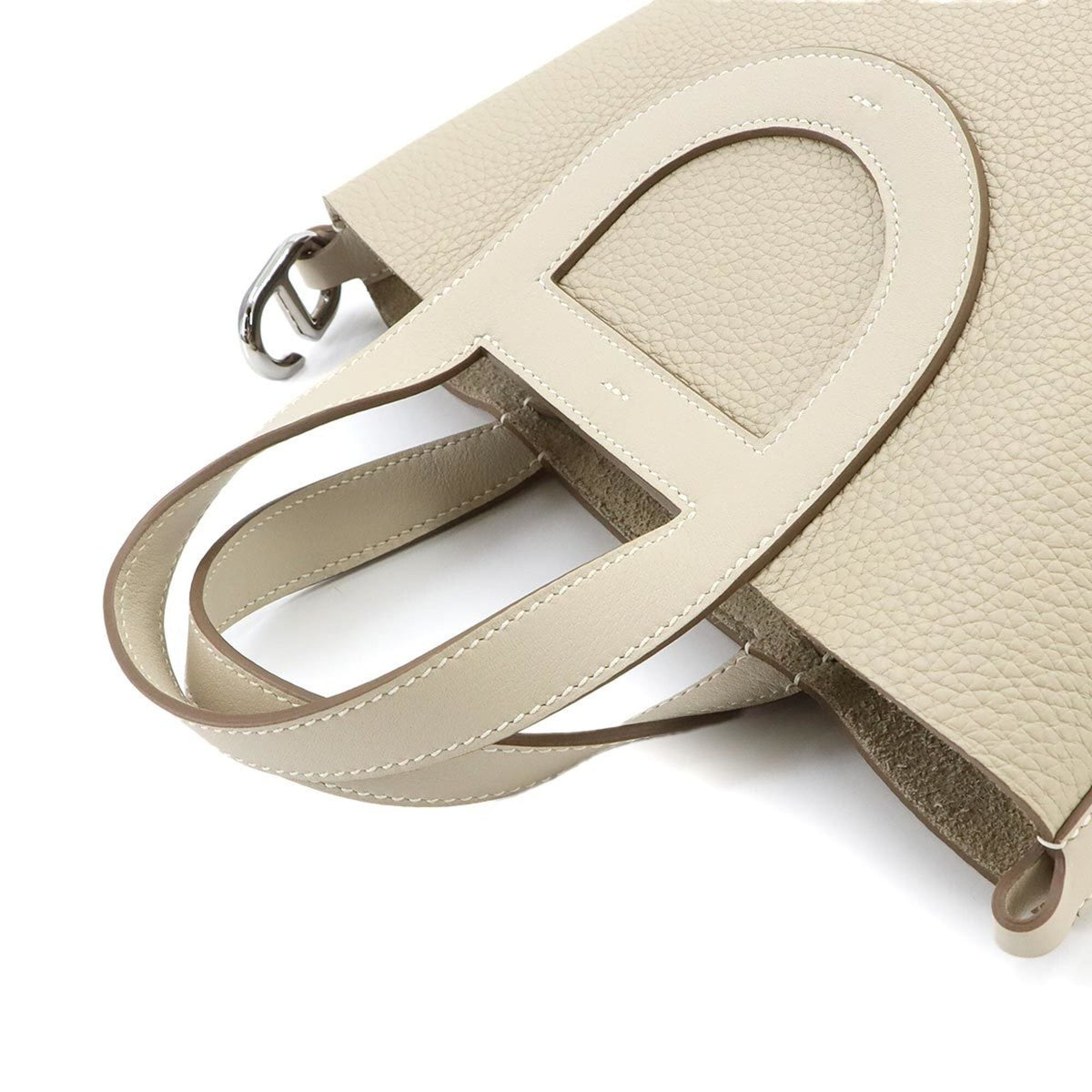 Hermes White Taurillon Clemence Leather Swift Leather Handbag (Pre-Owned)