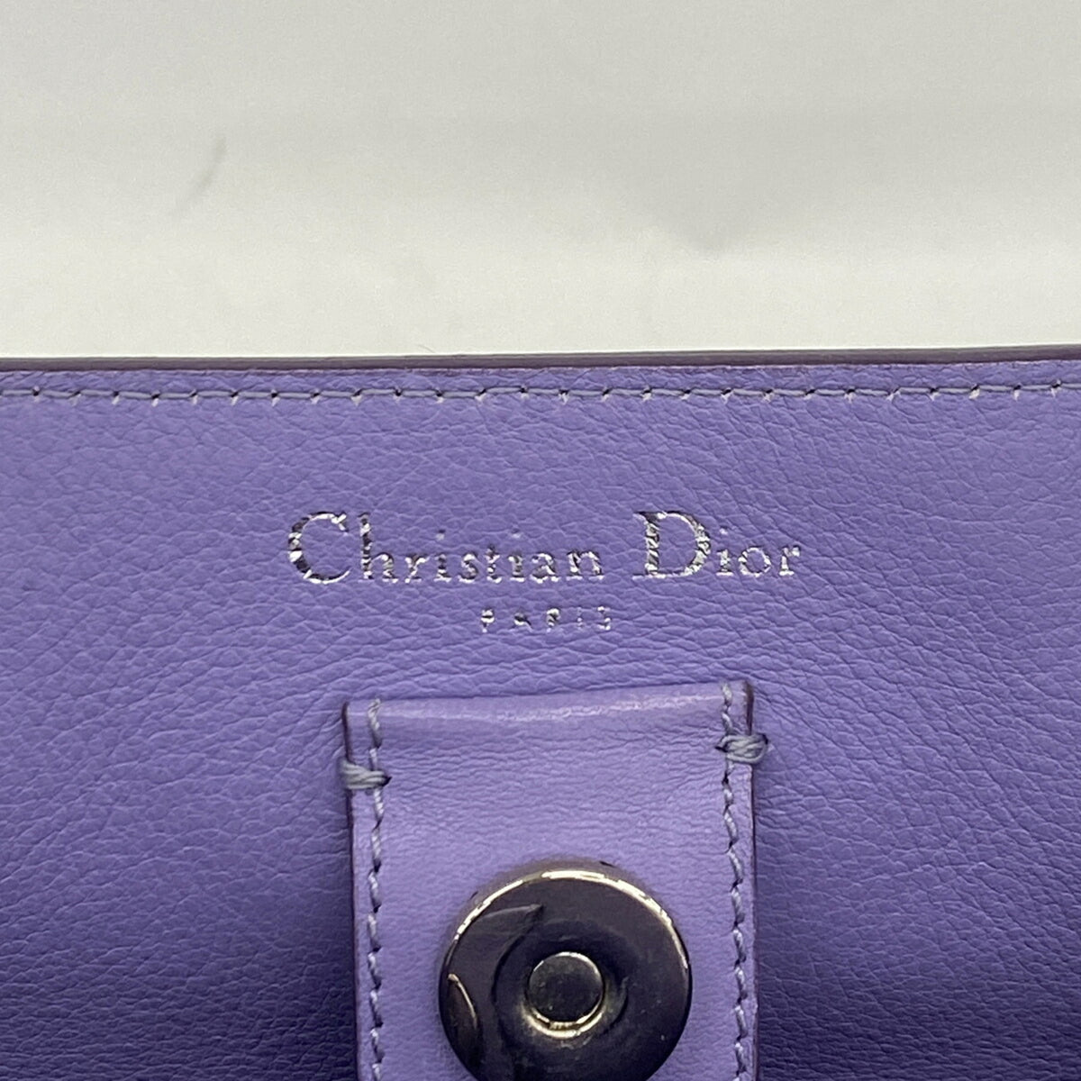 Christian Dior Light Gray Purple Leather Handbag (Pre-Owned)