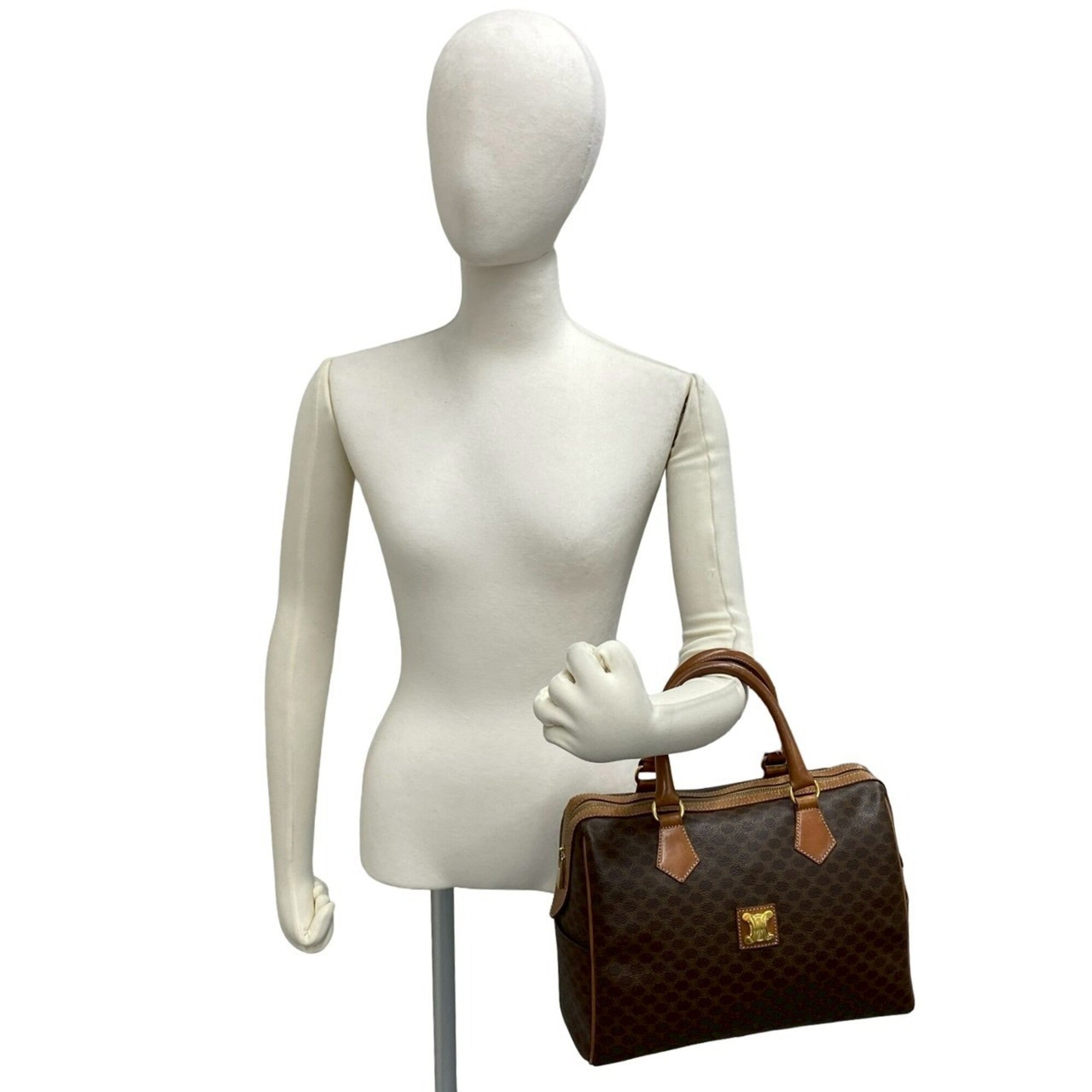 Celine Brown Pvc Leather Boston Bag Handbag (Pre-Owned)