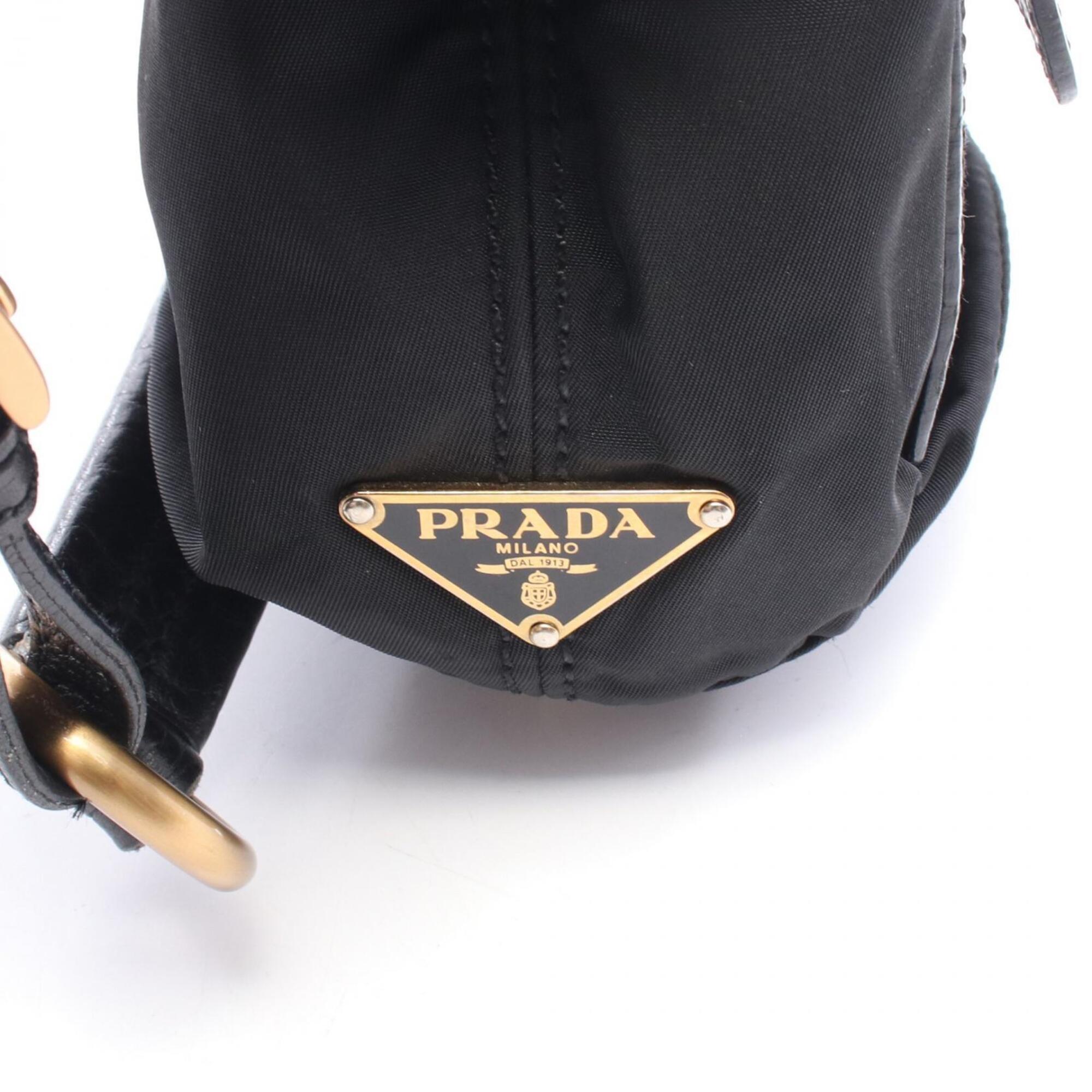 Prada Black Nylon Leather Handbag (Pre-Owned)