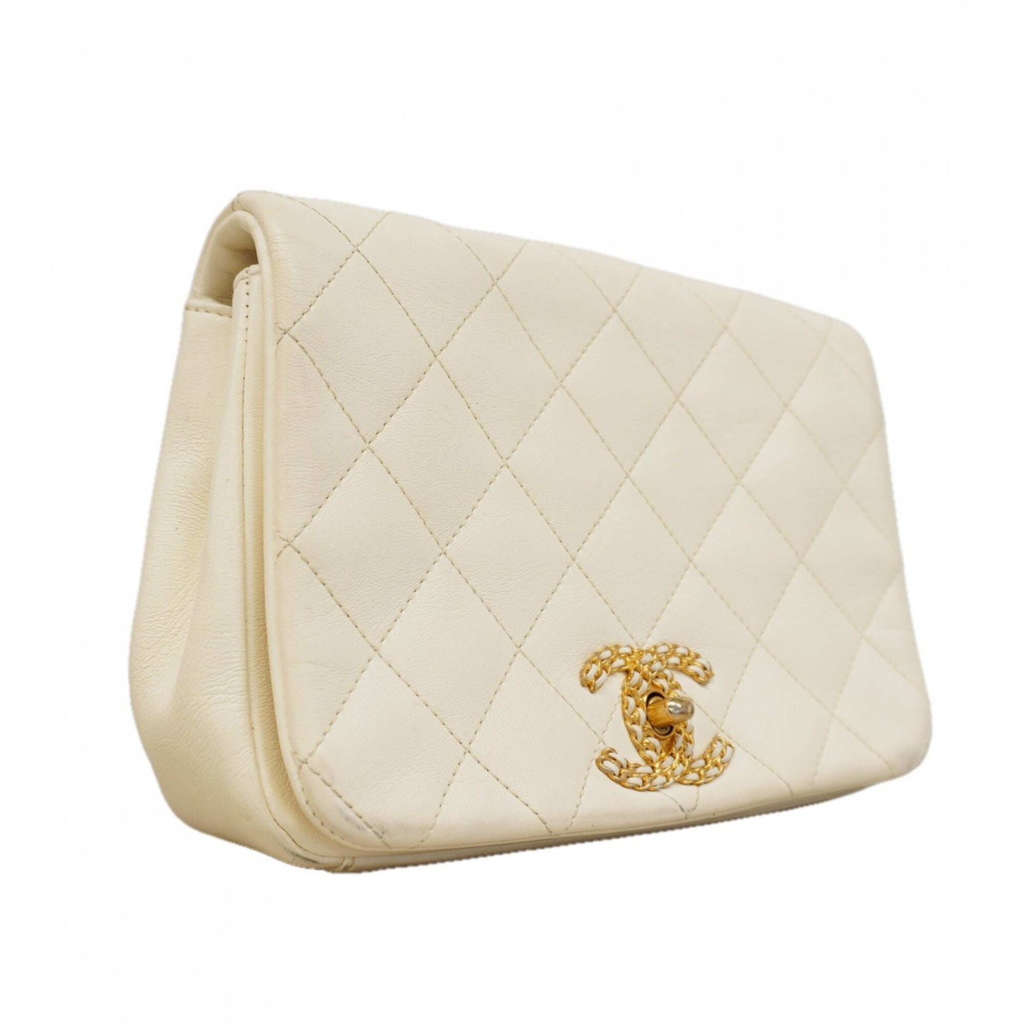 Chanel White Leather Shoulder Bag (Pre-Owned)