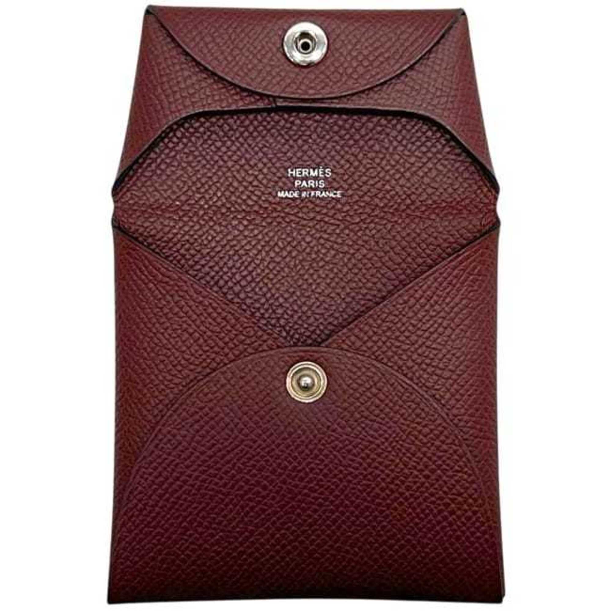 Hermes Bordeaux Epsom Leather Coin Purse/Coin Case (Pre-Owned)