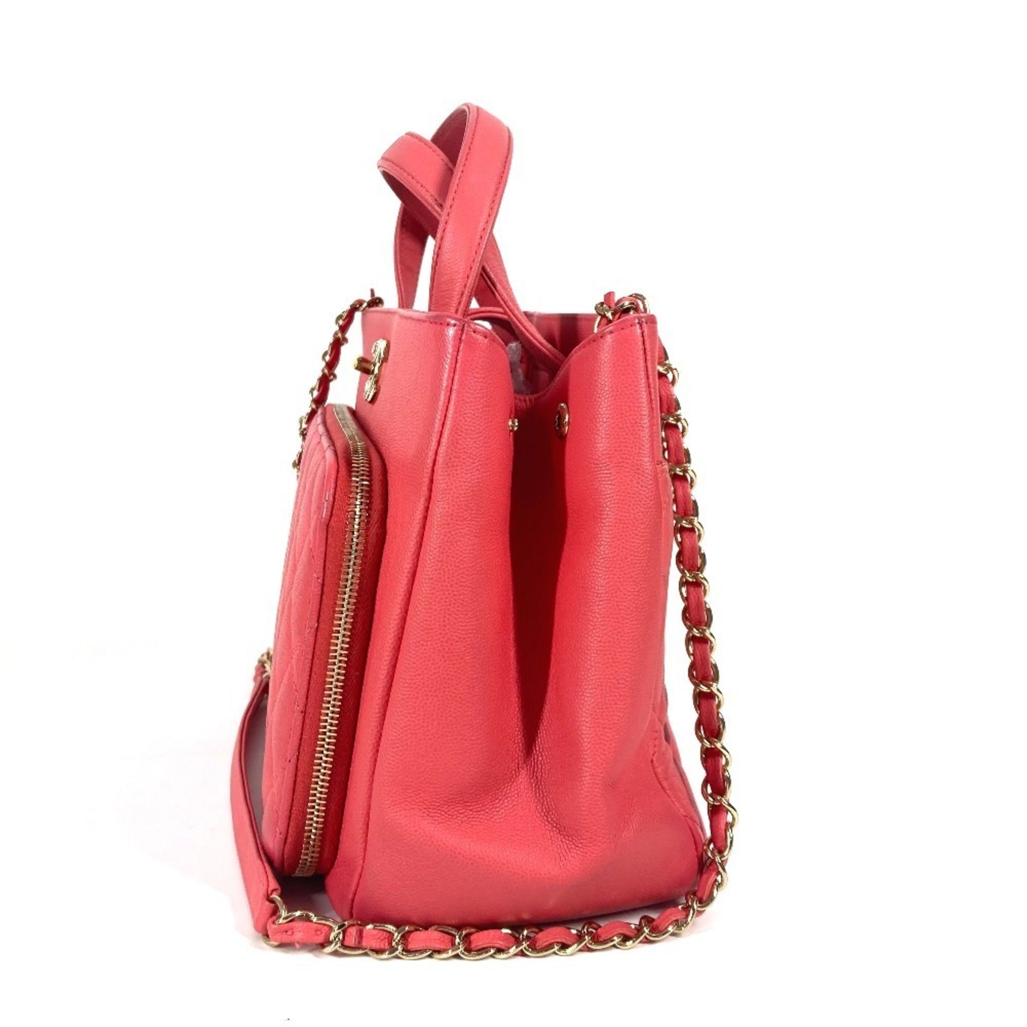 Chanel Pink Grained Calfskin Shoulder Bag Tote Bag (Pre-Owned)