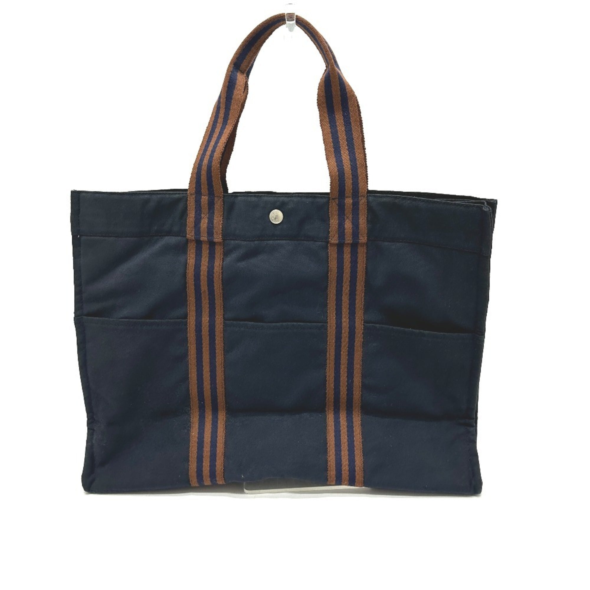 Hermes Fourre Tout Navy Canvas Handbag Tote Bag (Pre-Owned)