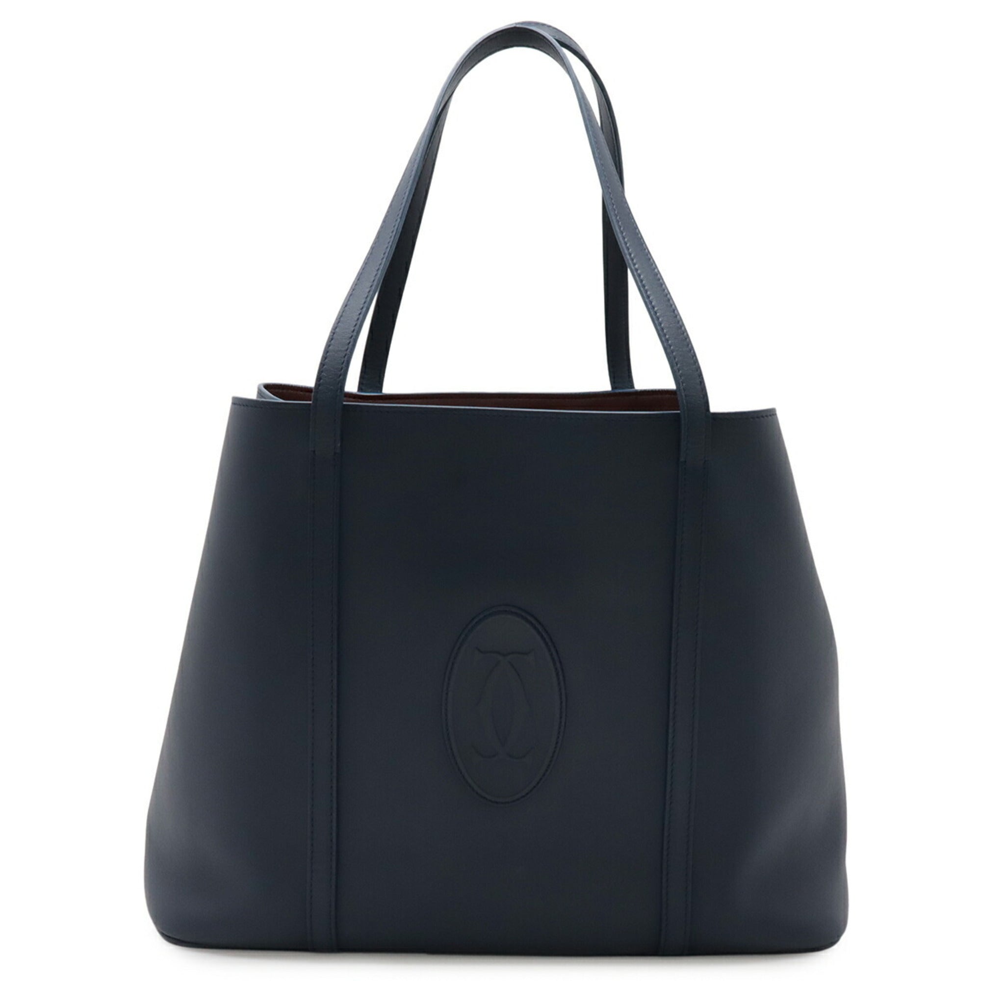 Cartier Blue Leather Shoulder Bag Tote Bag (Pre-Owned)