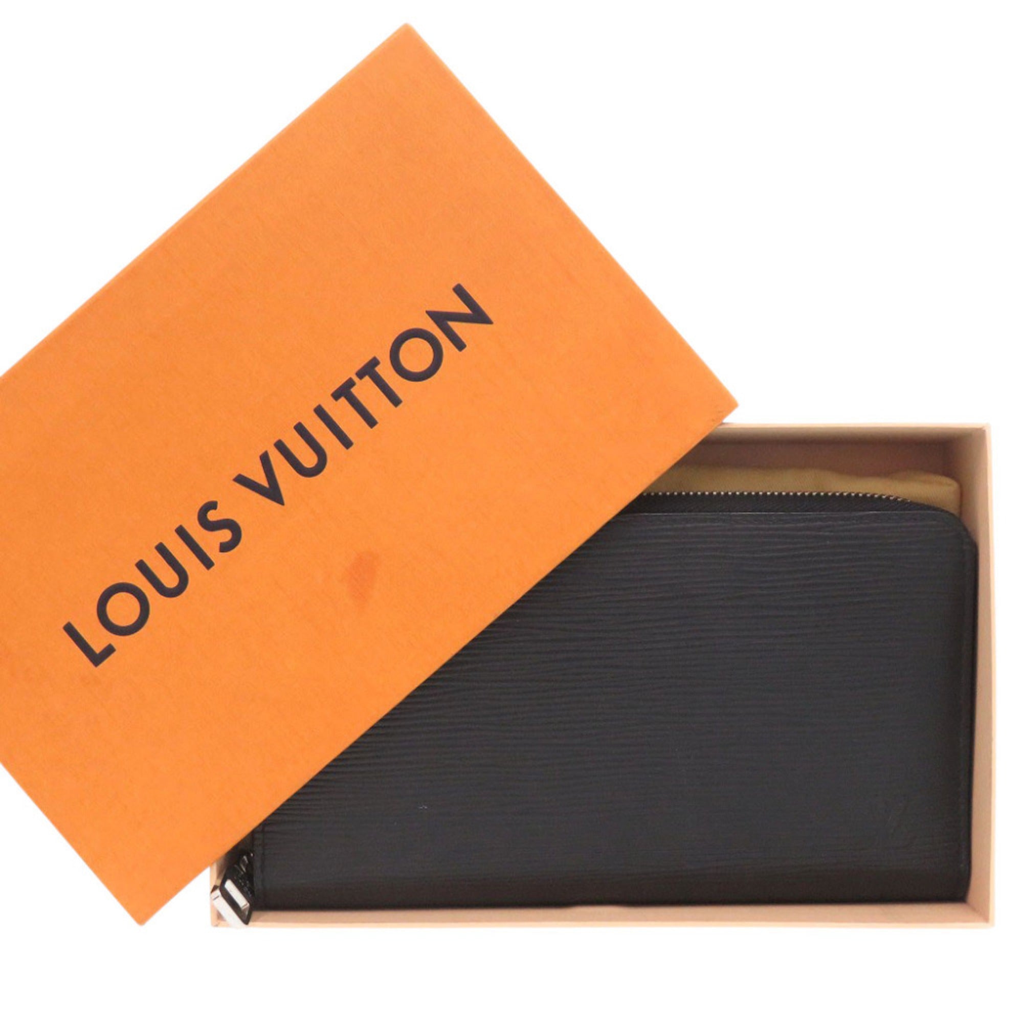 Louis Vuitton Noir Leather Long Wallet (Bi-Fold) (Pre-Owned)