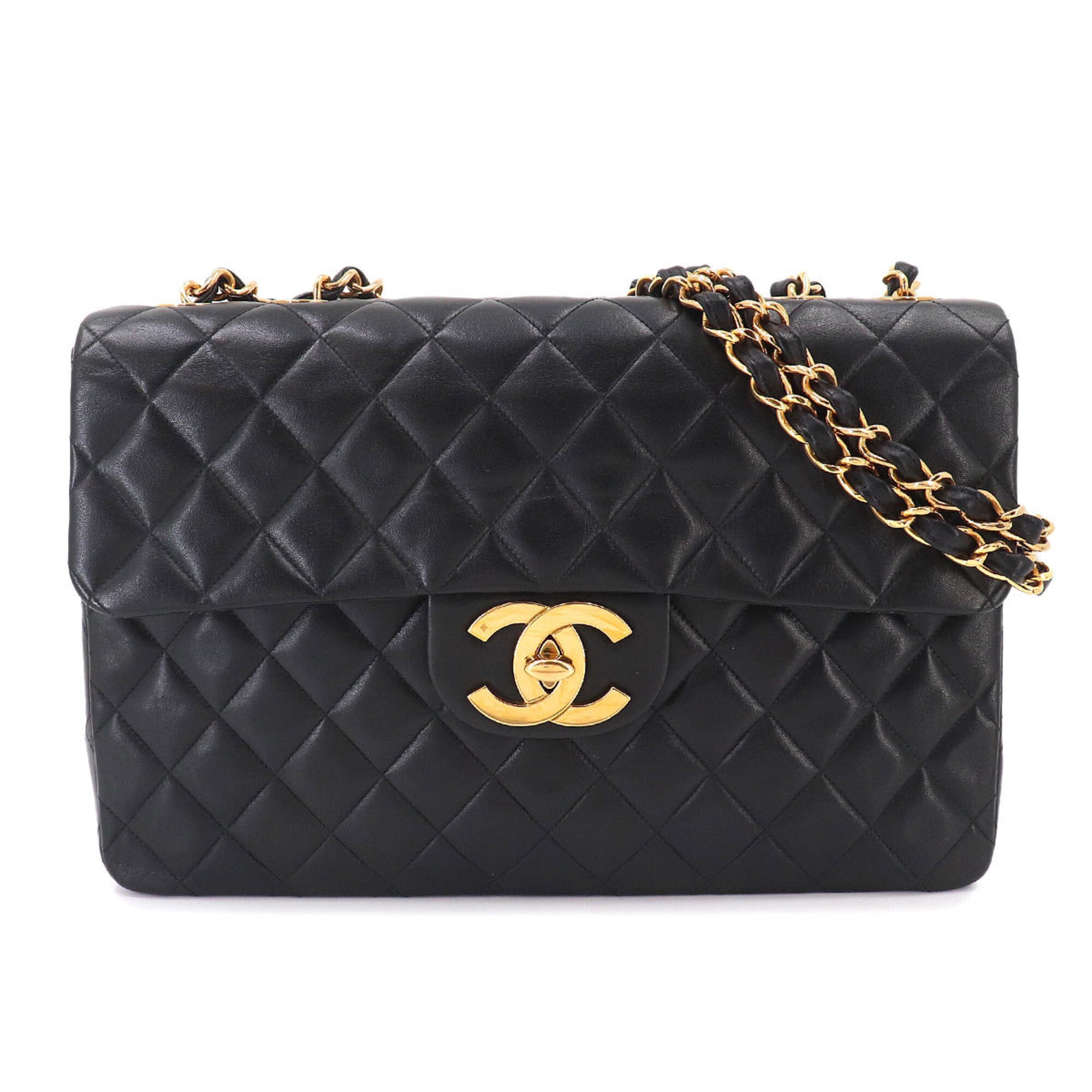 Chanel Matelasse Black Leather Handbag Shoulder Bag (Pre-Owned)