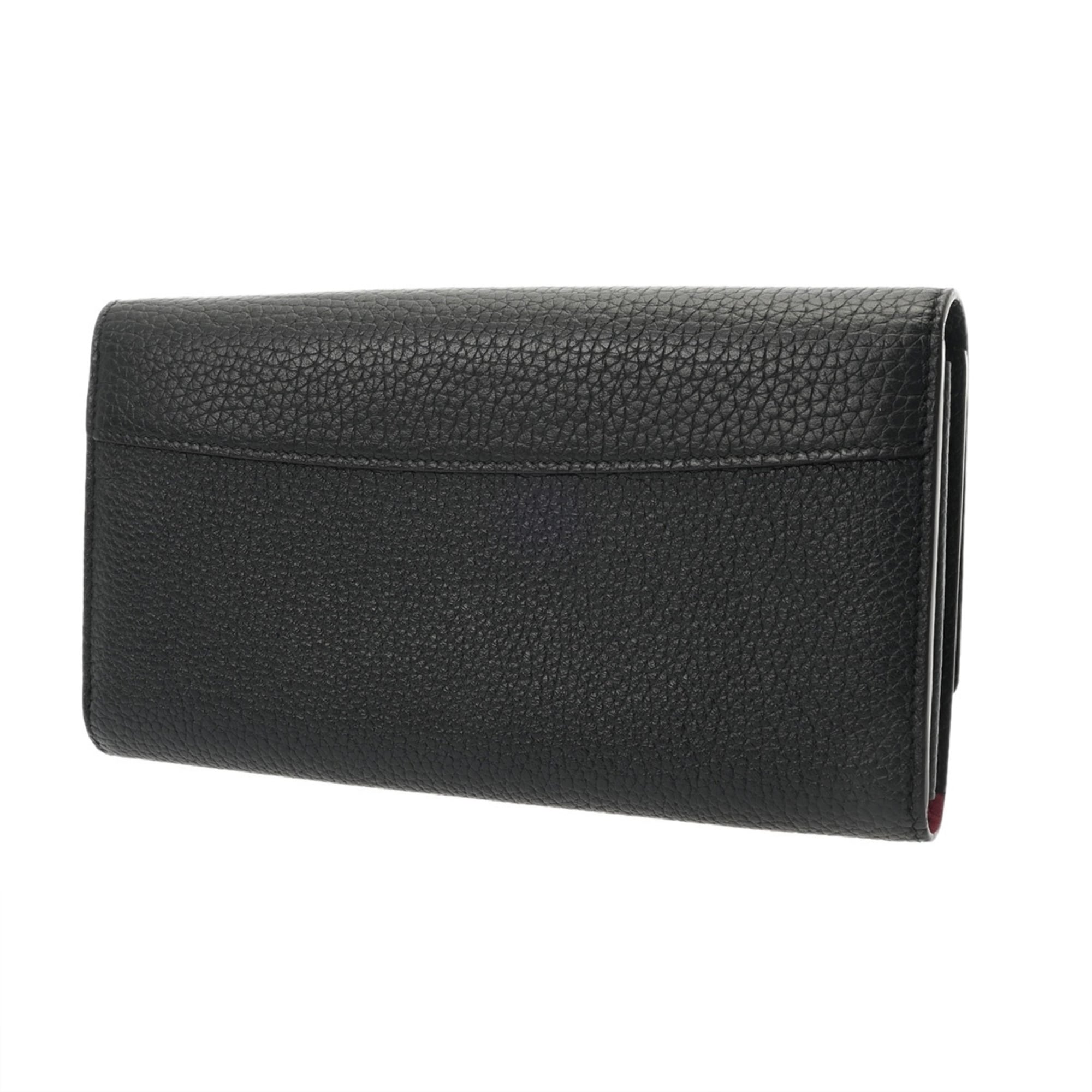 Louis Vuitton Noir Leather Long Wallet (Bi-Fold) (Pre-Owned)