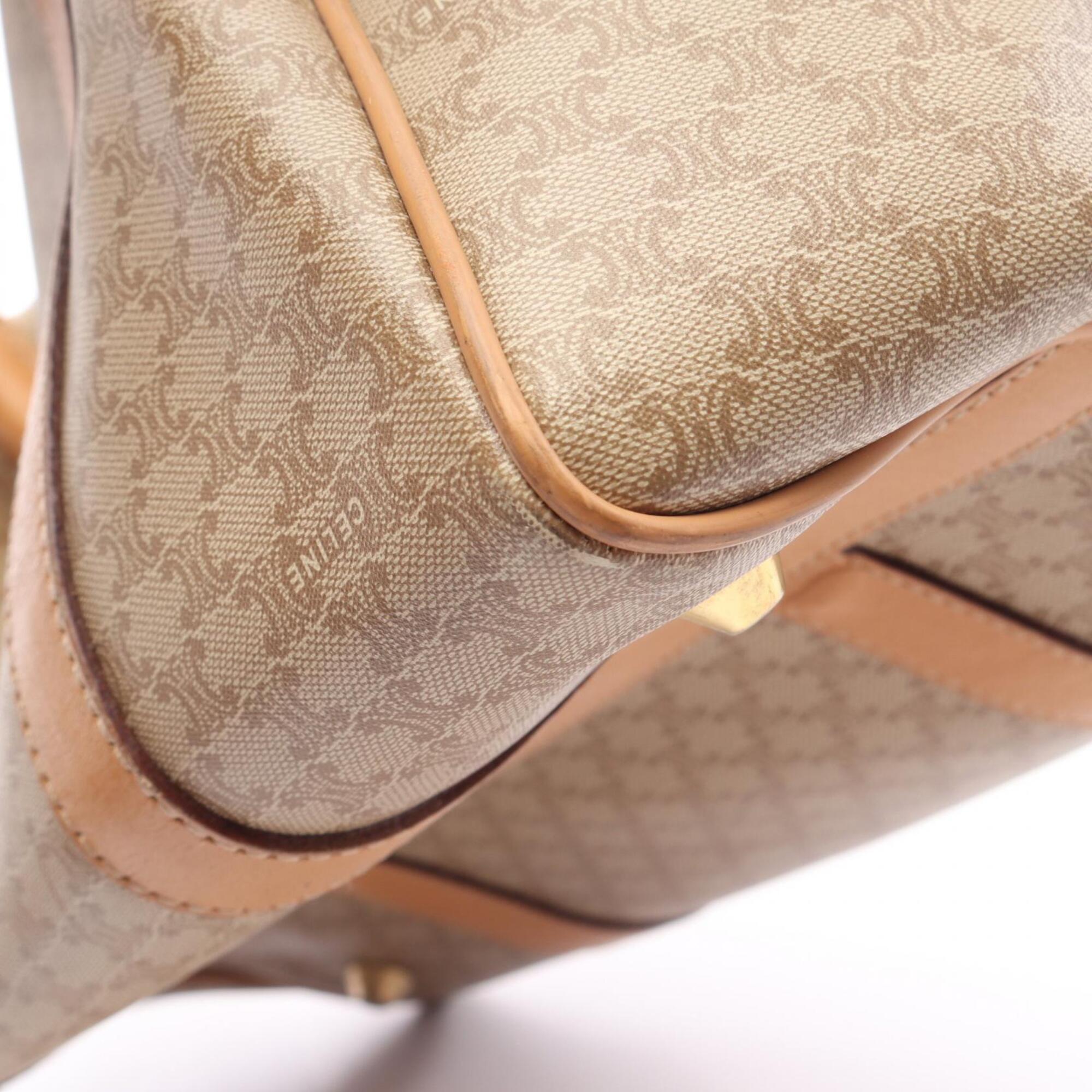 Celine Macadam Beige Brown Coated Canvas Handbag Tote Bag (Pre-Owned)