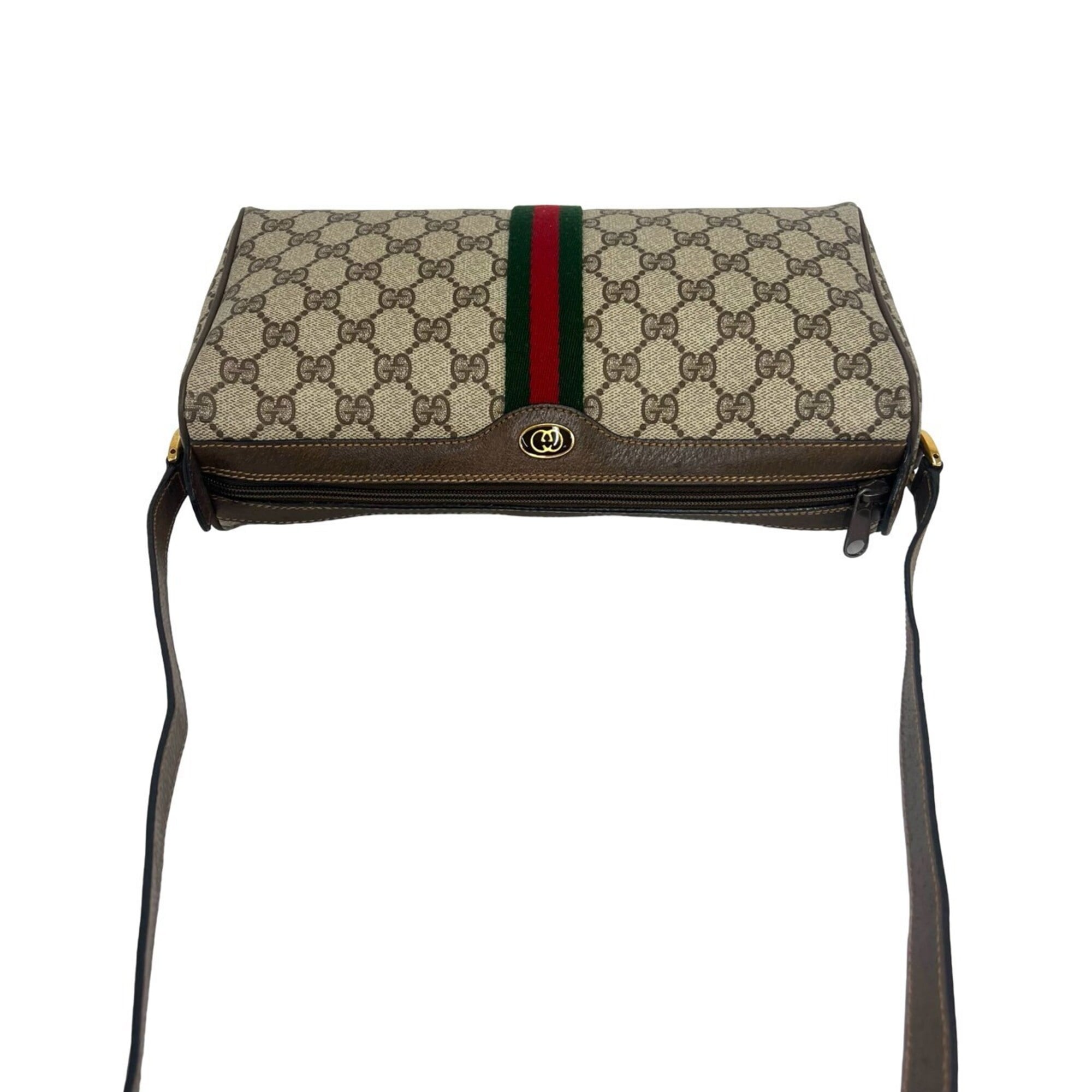 Gucci Brown Green Red Color Leather Pvc Pochette Shoulder Bag (Pre-Owned)