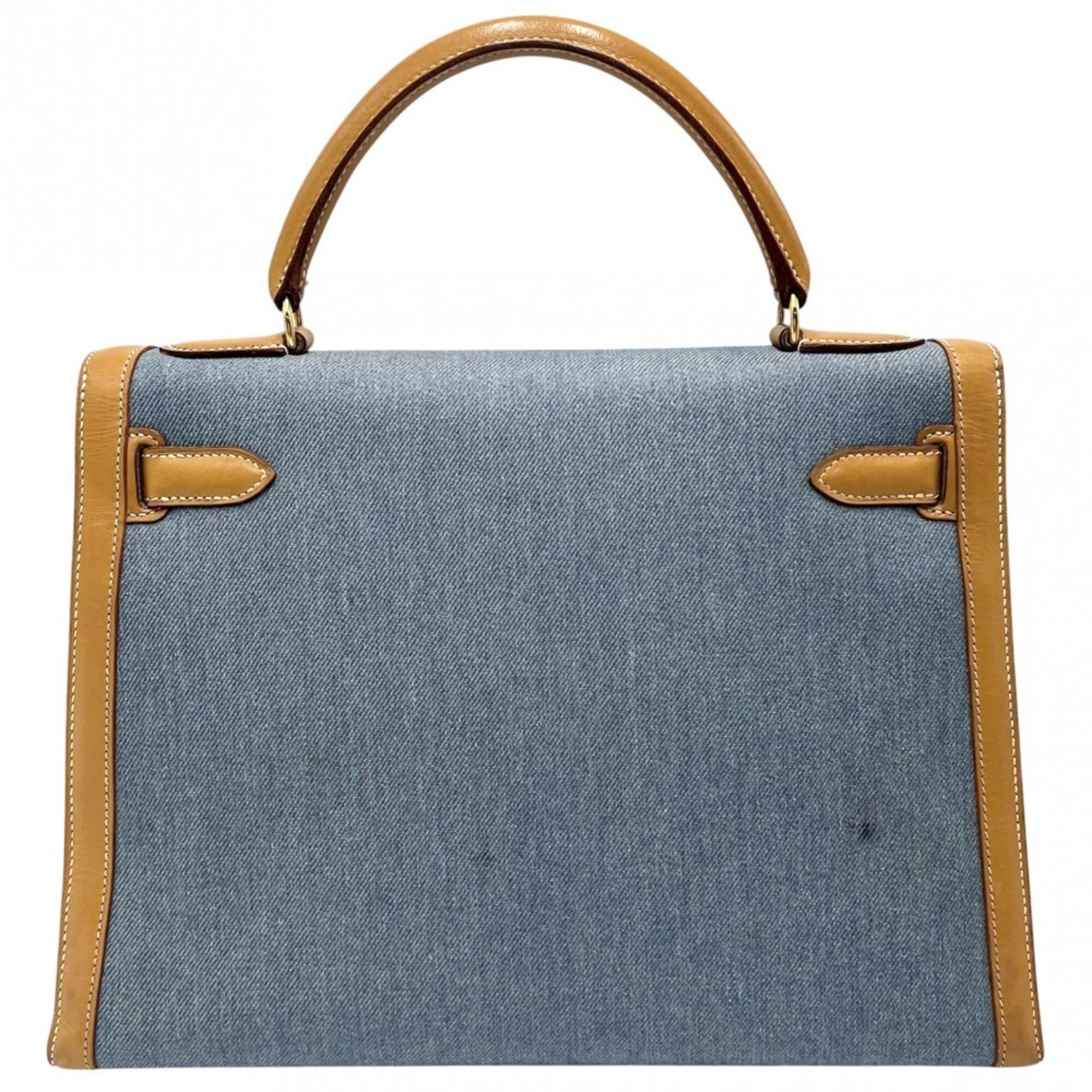 Hermes Black Brown Light Blue White Denim Handbag Shoulder Bag (Pre-Owned)
