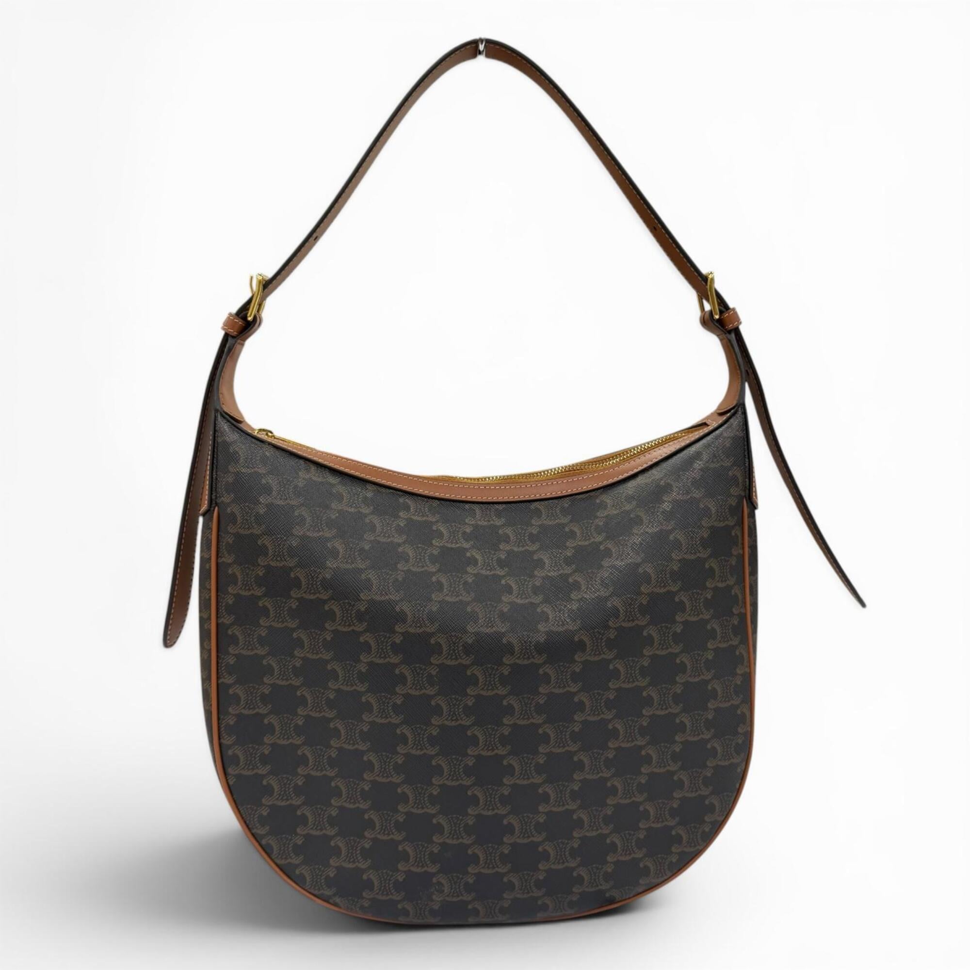 Celine Brown Canvas Handbag Shoulder Bag (Pre-Owned)
