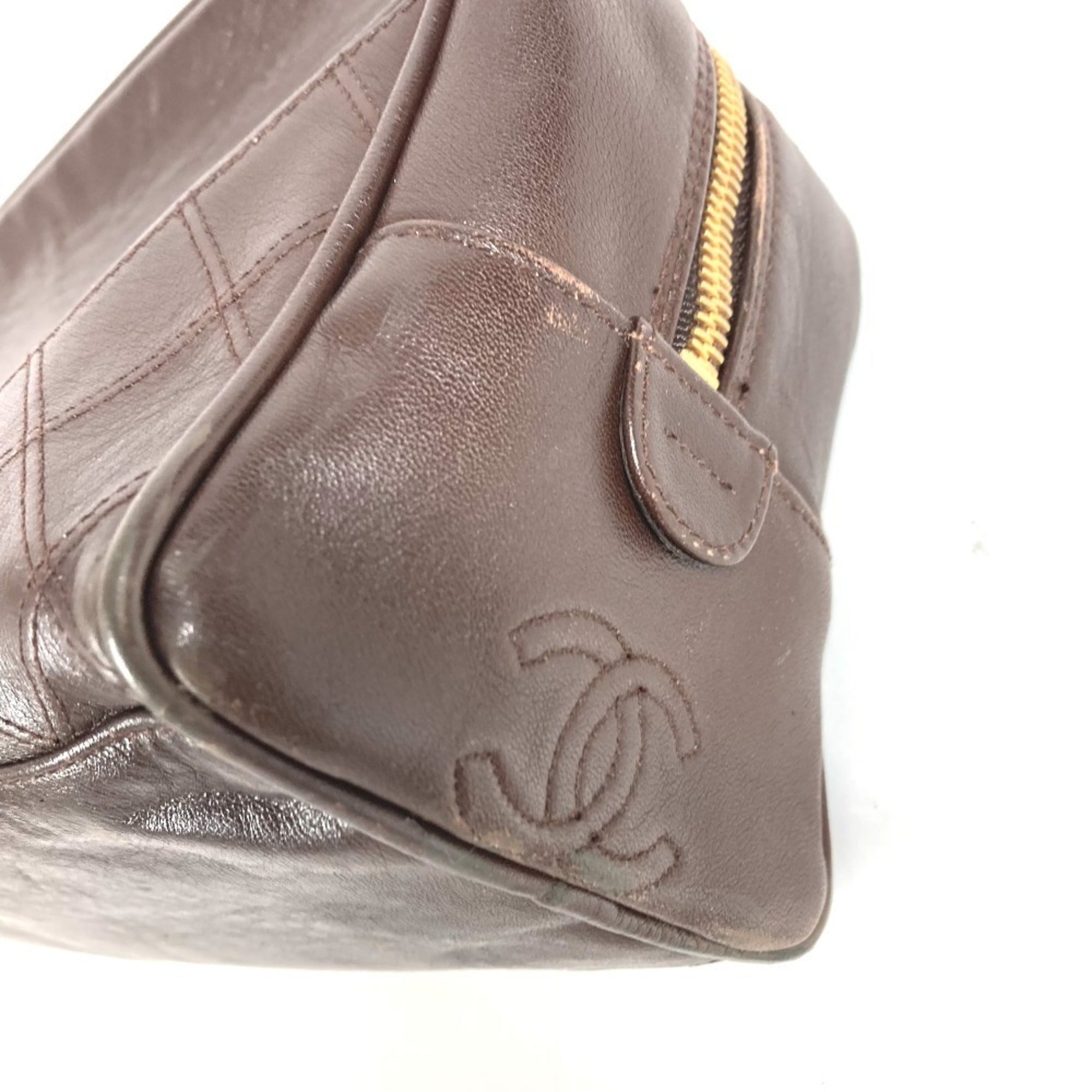 Chanel Brown Leather Clutch Bag Handbag Pouch (Pre-Owned)