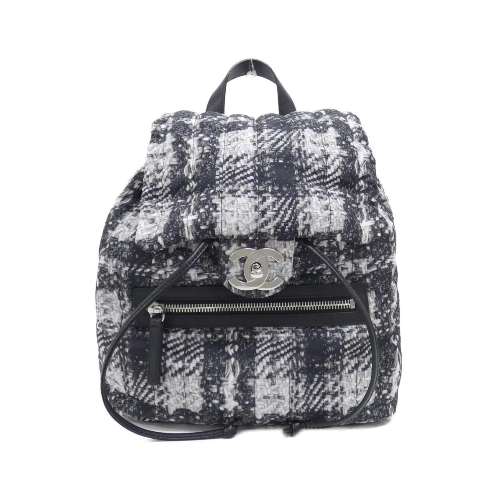 Chanel Black White Nylon Backpack (Pre-Owned)