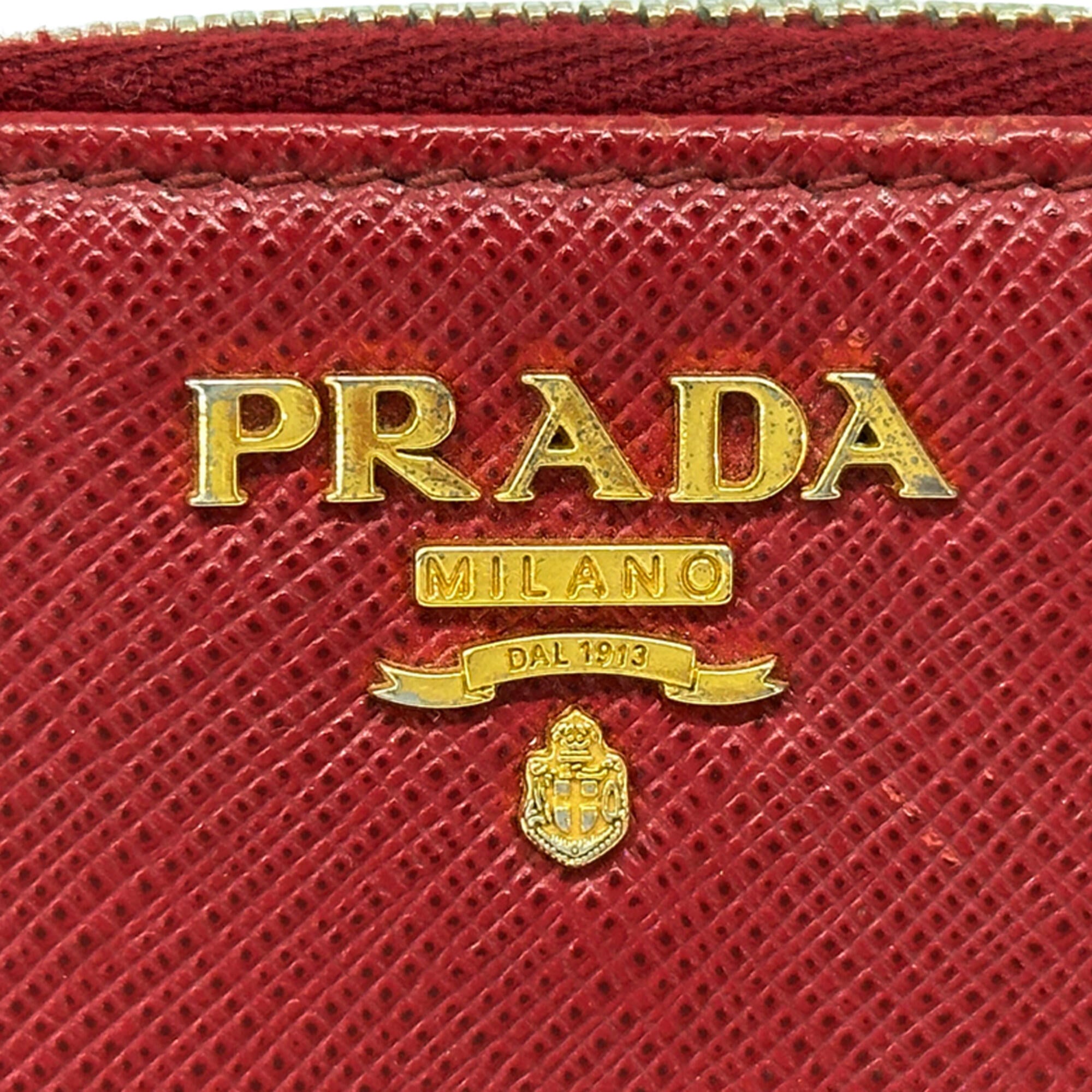 Prada Red Color Saffiano Coin Purse/Coin Case (Pre-Owned)