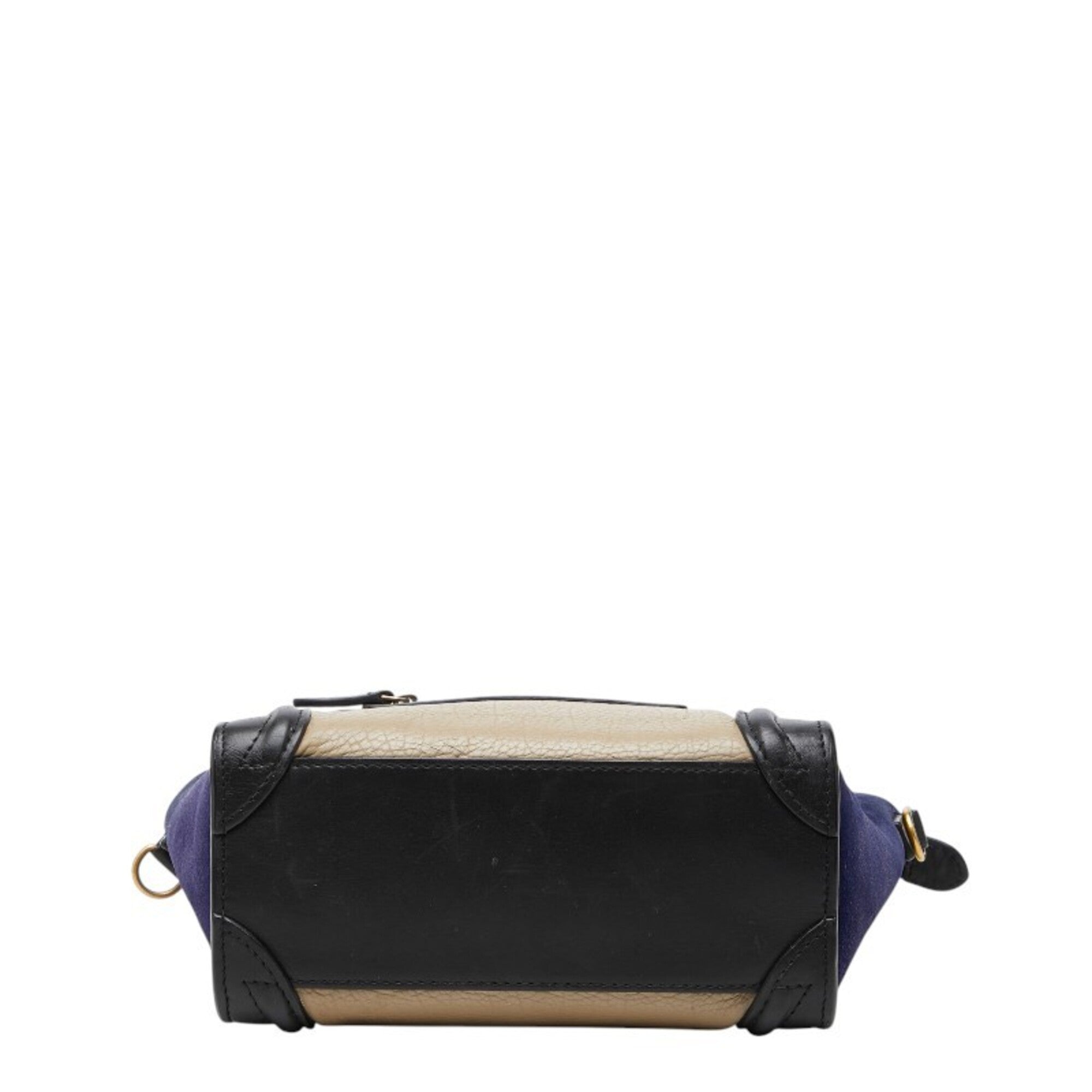 Celine Beige Black Navy Suede Leather Handbag (Pre-Owned)