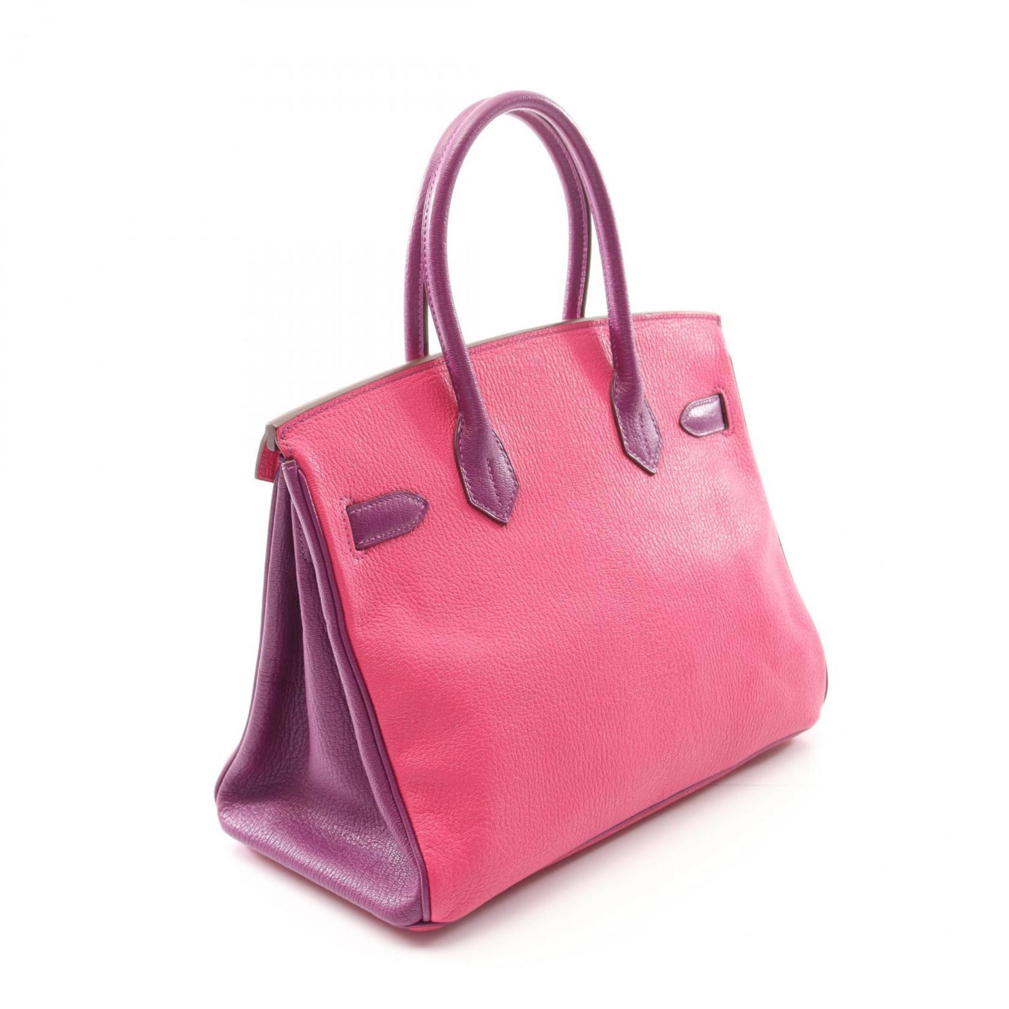 Hermes Birkin Anemone Pink Purple Rose Shocking Chevre Leather Handbag (Pre-Owned)
