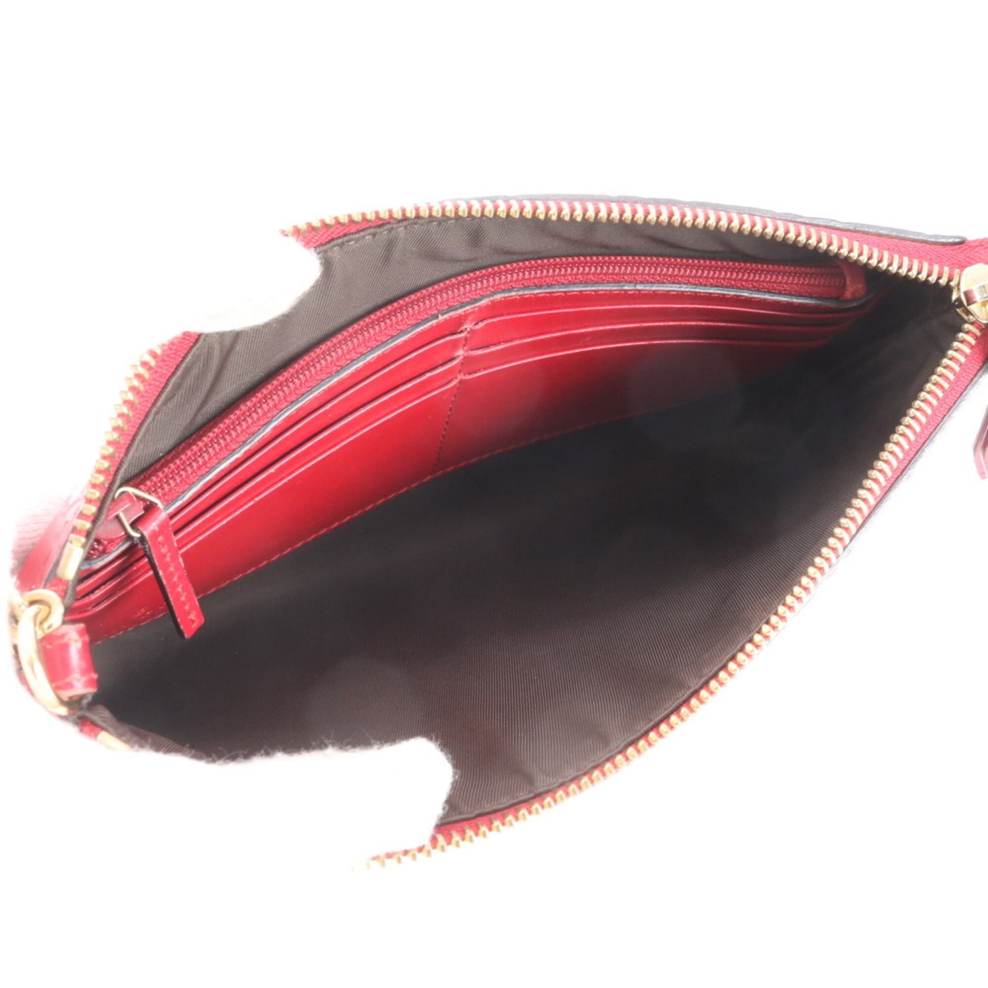 Gucci Red Color Leather Handbag Shoulder Bag (Pre-Owned)