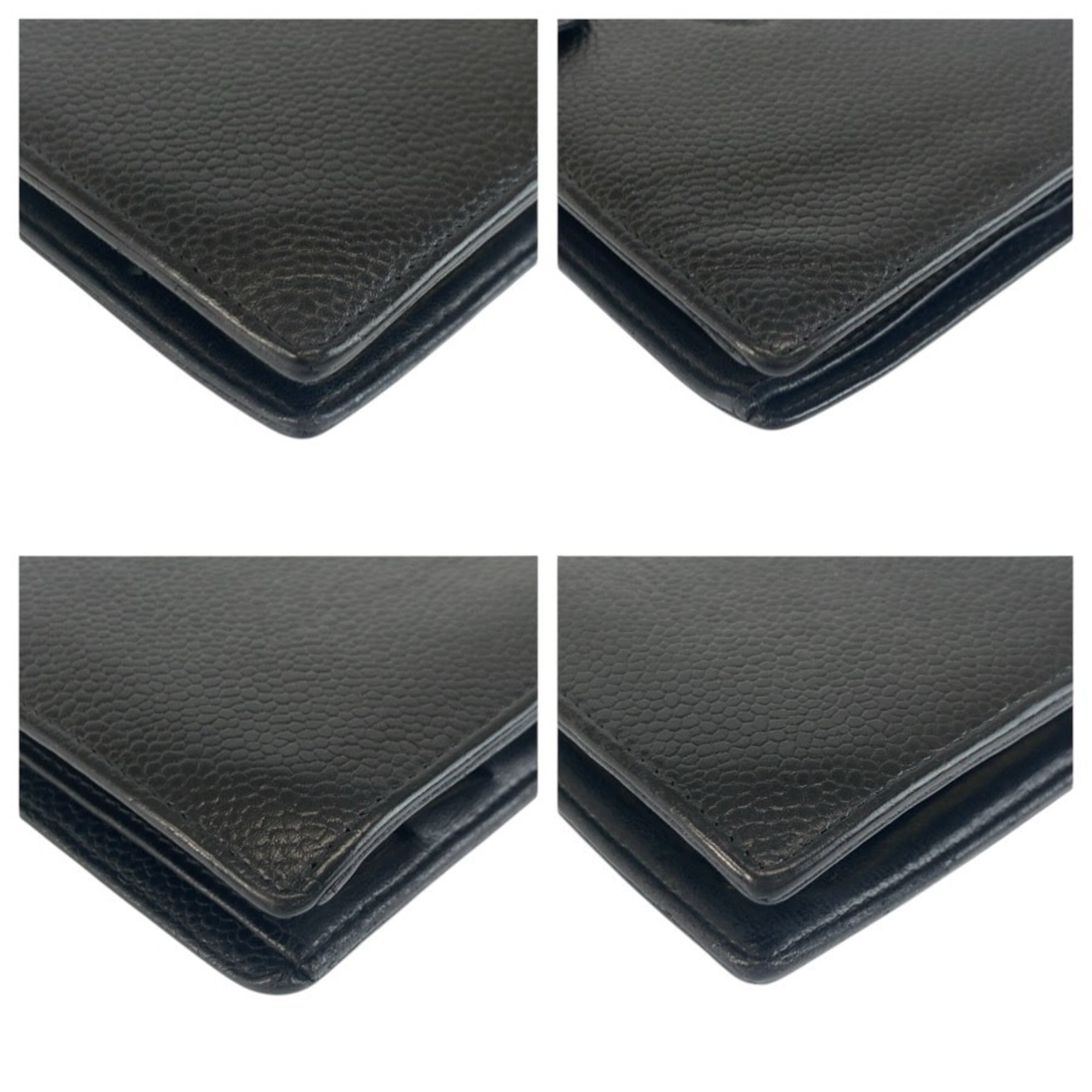 Chanel Black Leather Long Wallet (Bi-Fold) (Pre-Owned)