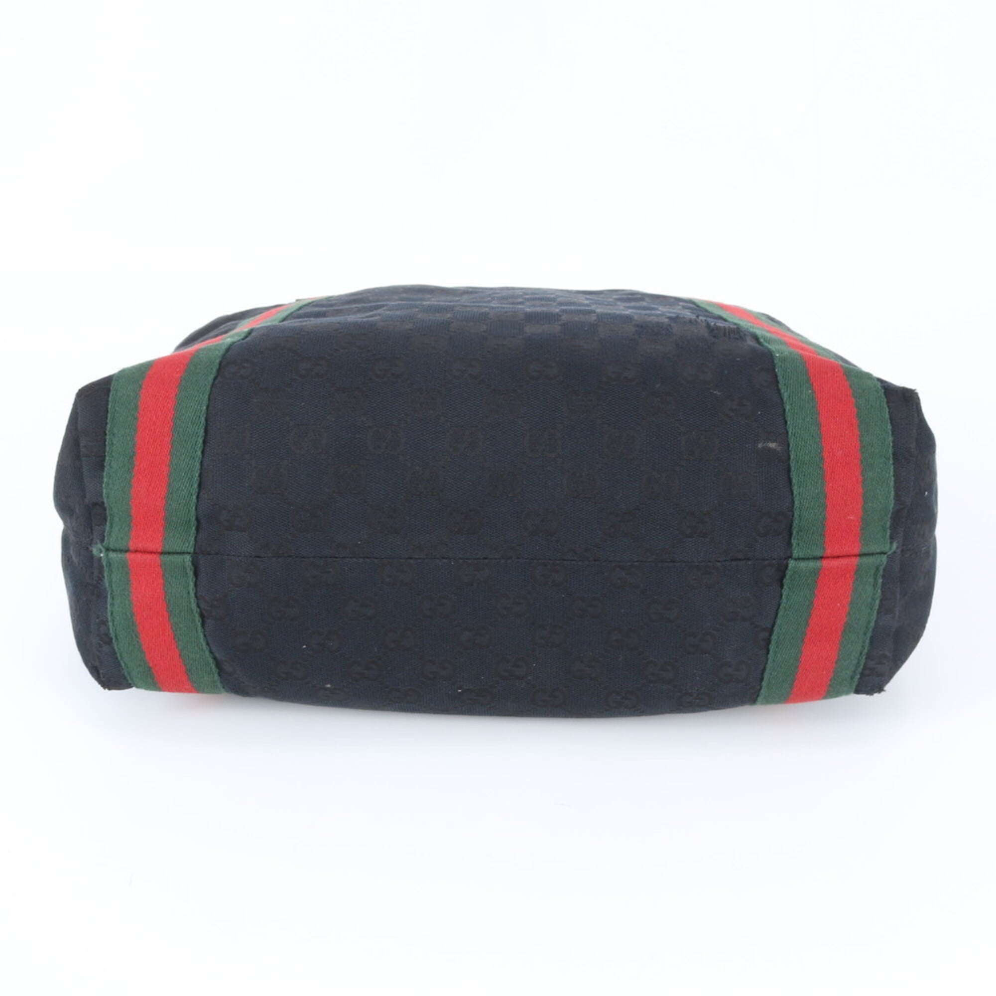 Gucci Black Leather Canvas Shoulder Bag Tote Bag (Pre-Owned)