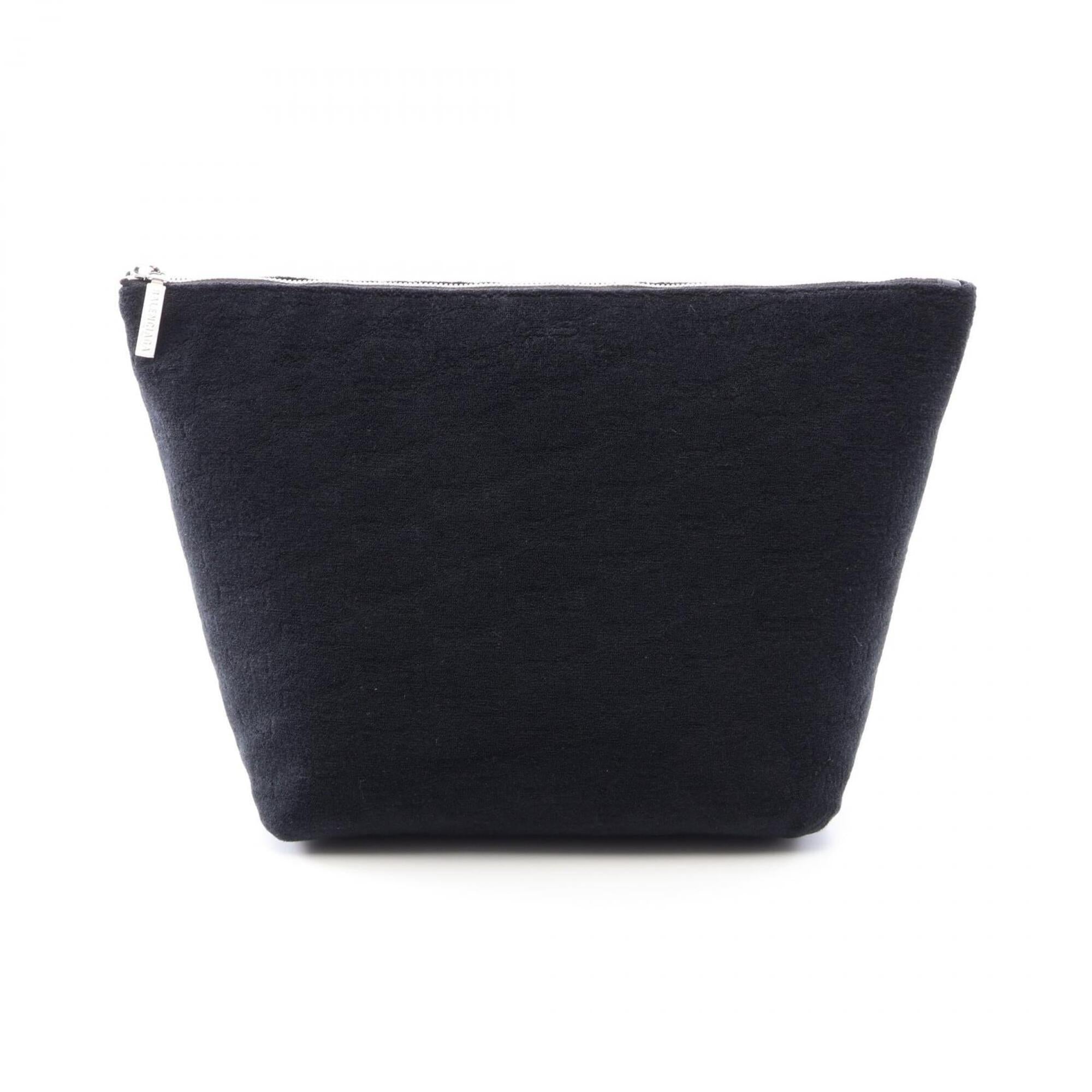 Balenciaga Black Pile Fabric Clutch Bag Handbag Pouch (Pre-Owned)