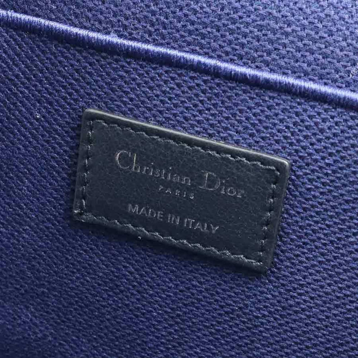 Christian Dior Navy White Canvas Handbag Vanity Bag (Pre-Owned)