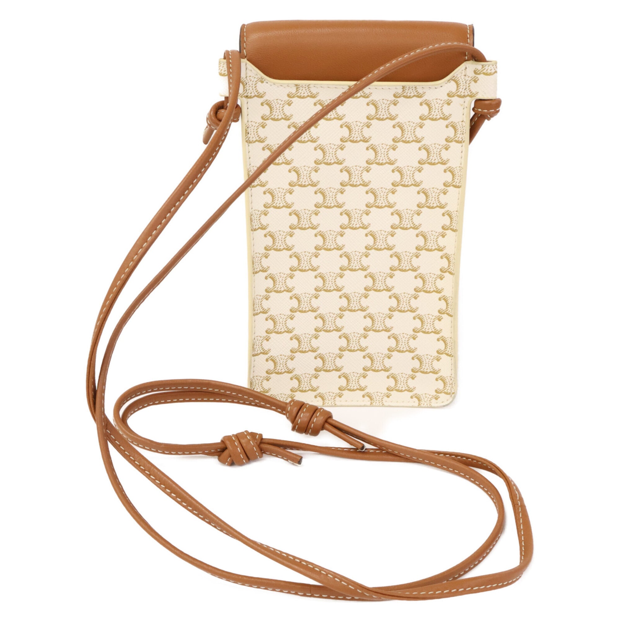 Celine Brown White Leather Pouch Shoulder Bag (Pre-Owned)