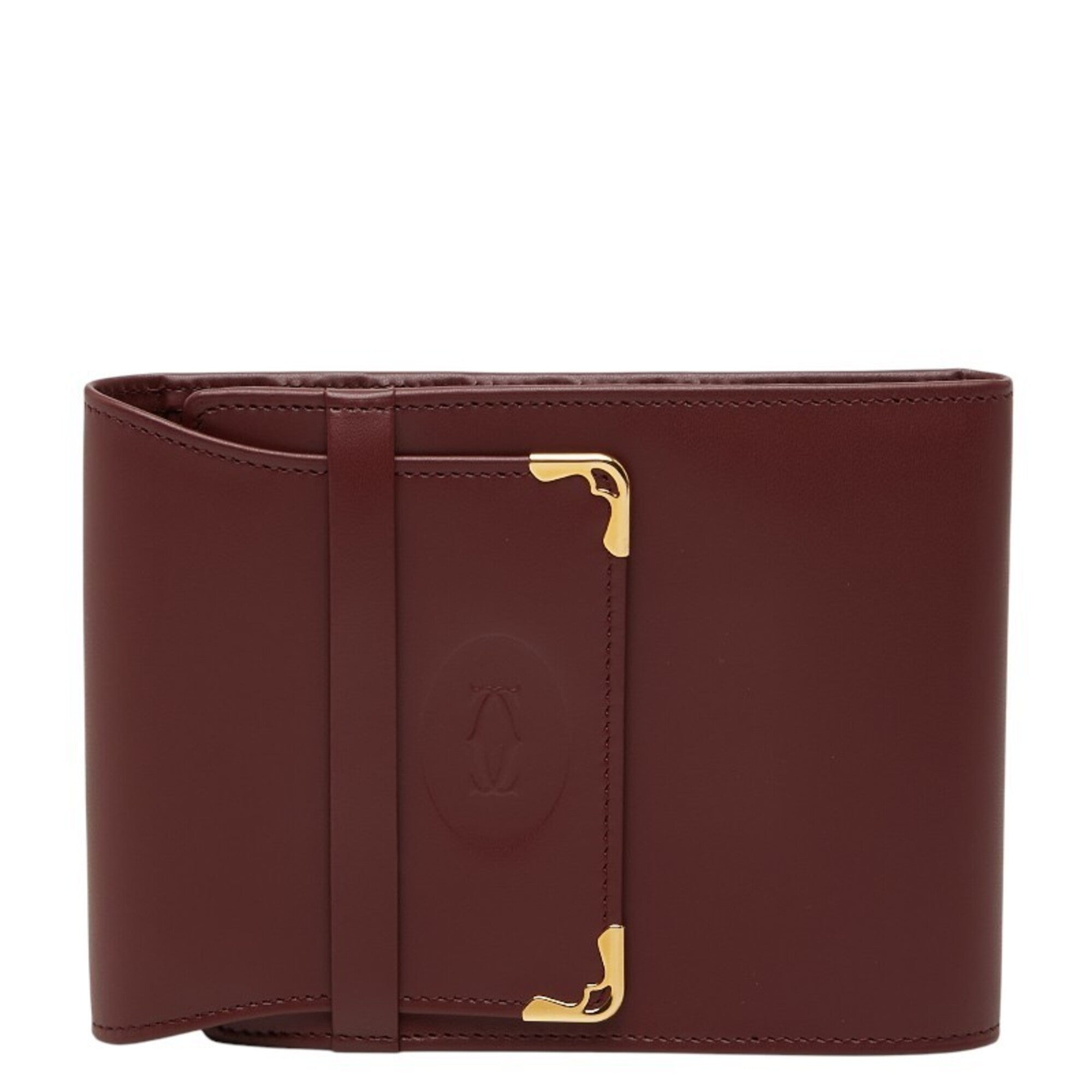 Cartier Bordeaux Wine Red Leather Wallet (Bi-Fold) (Pre-Owned)
