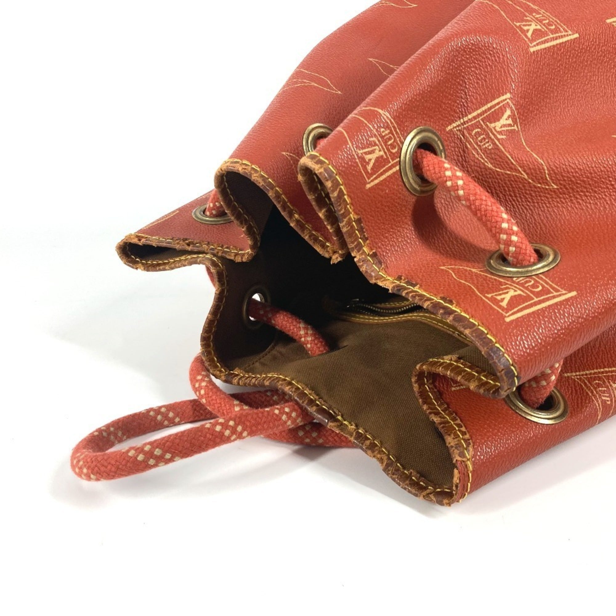 Louis Vuitton Orange Leather Canvas Shoulder Bag (Pre-Owned)