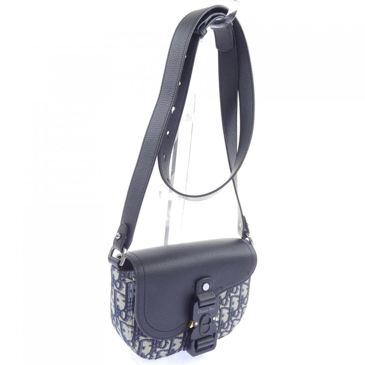 Christian Dior Beige Black Navy Jacquard Handbag (Pre-Owned)