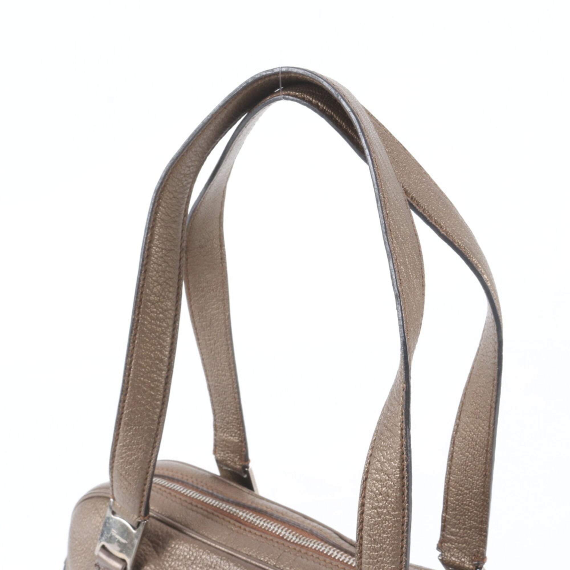 Salvatore Ferragamo Bronze Leather Handbag Shoulder Bag Tote Bag (Pre-Owned)