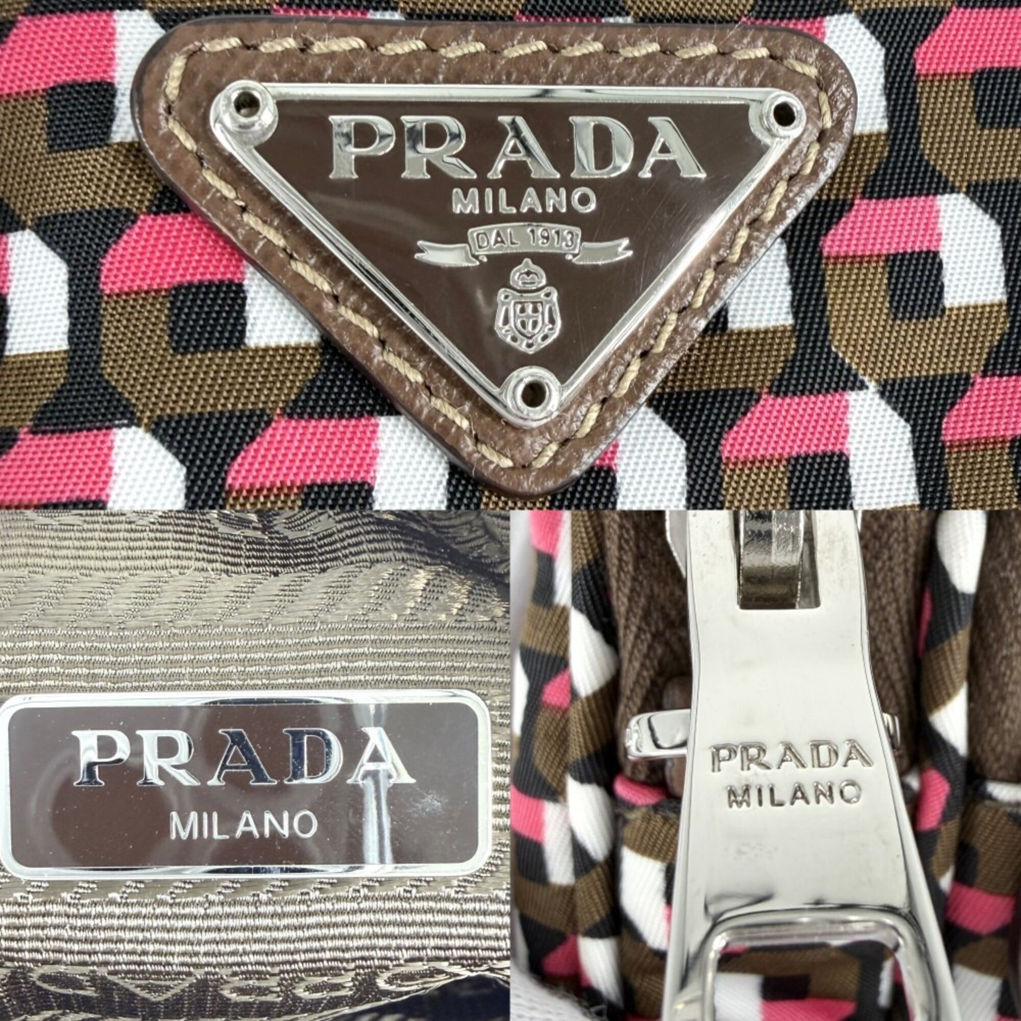 Prada Khaki Pink Nylon Shoulder Bag (Pre-Owned)