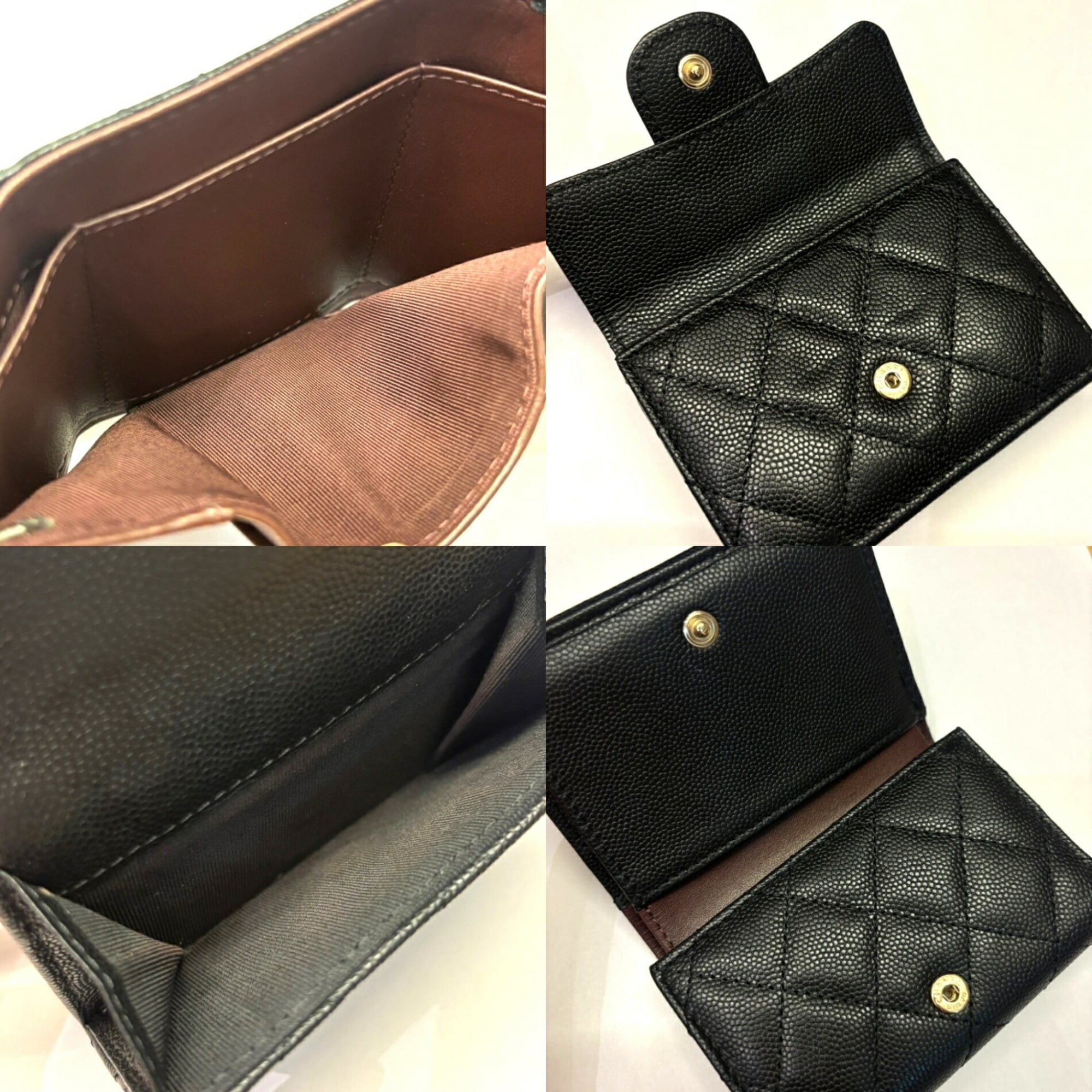 Chanel Black Grained Calfskin Wallet (Tri-Fold) (Pre-Owned)