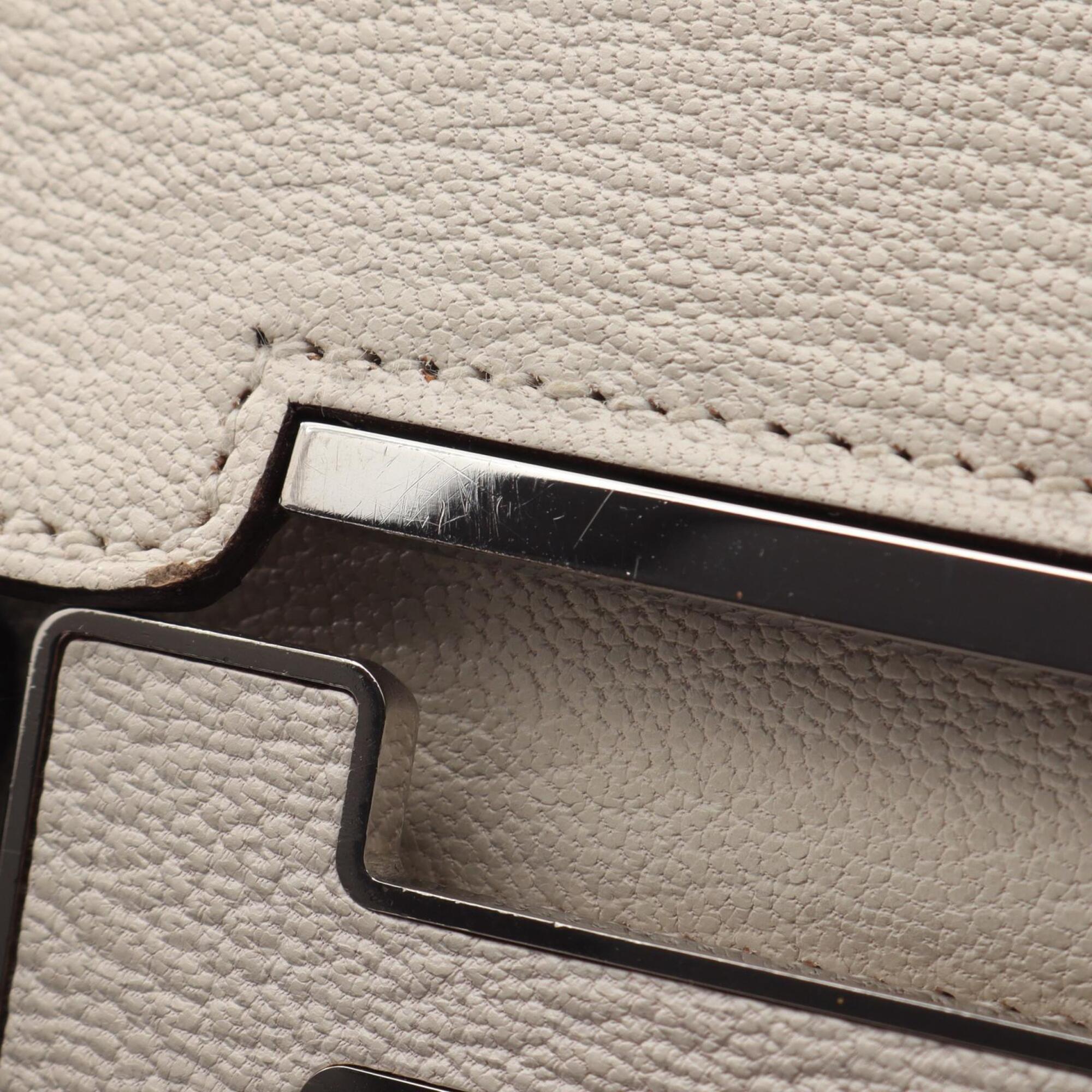 Hermes Ivory Chevre Leather Handbag Shoulder Bag (Pre-Owned)
