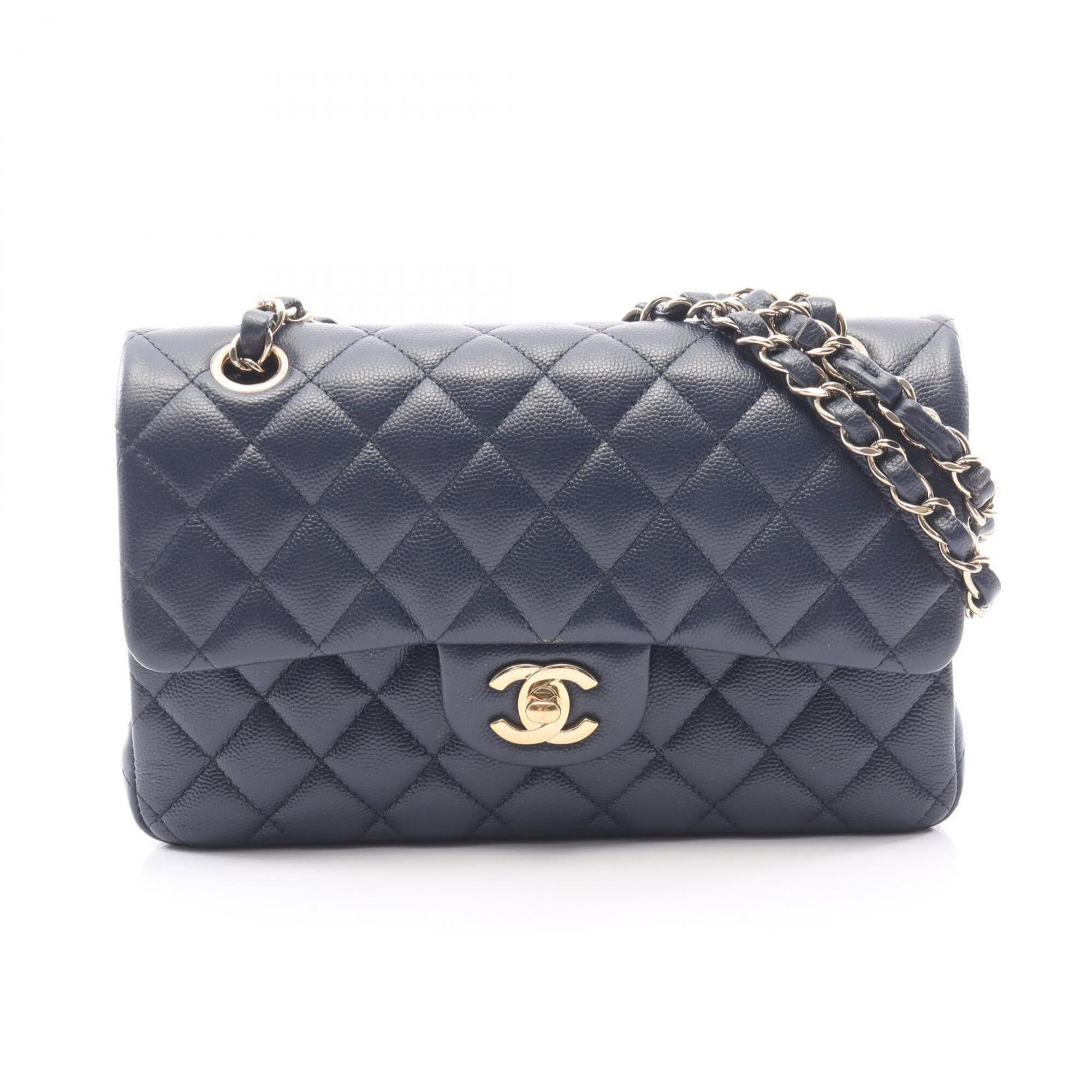 Chanel Navy Grained Calfskin Handbag Shoulder Bag (Pre-Owned)