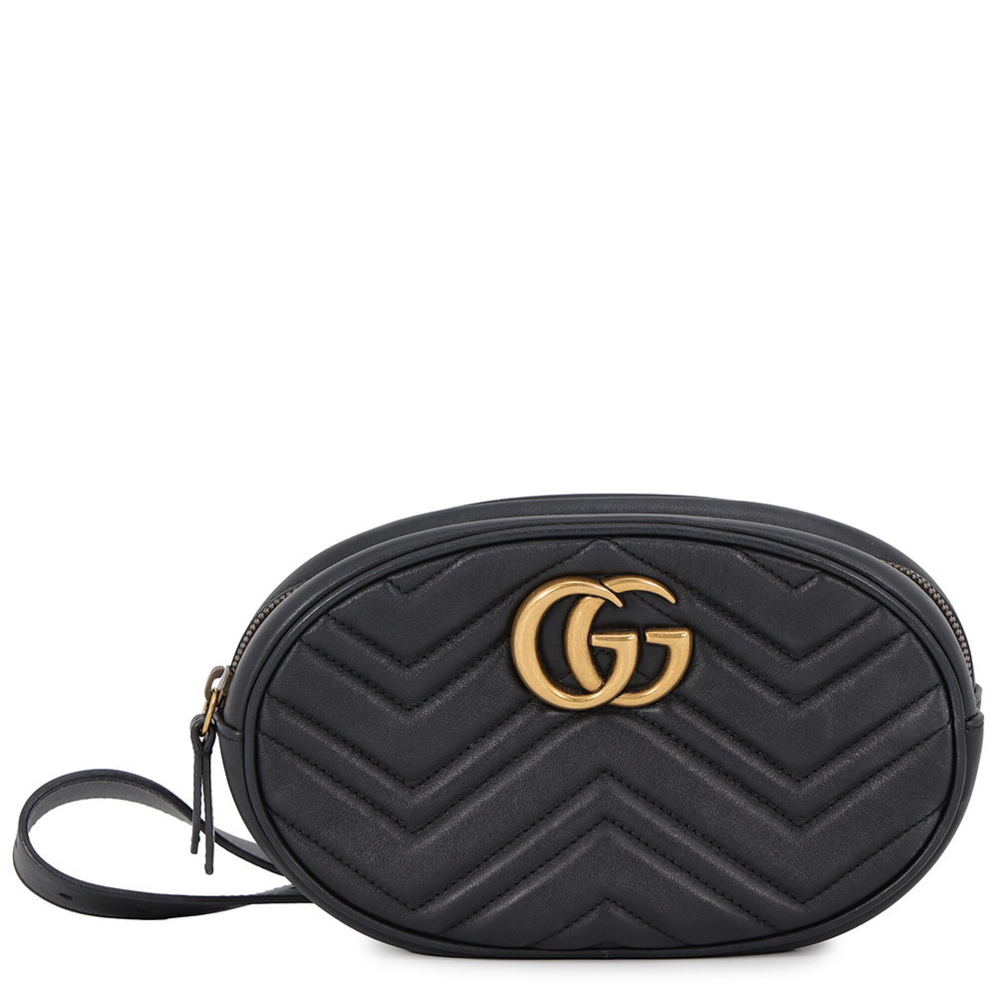 Gucci Gg Marmont Black Leather Handbag Pouch Sling Bag (Pre-Owned)