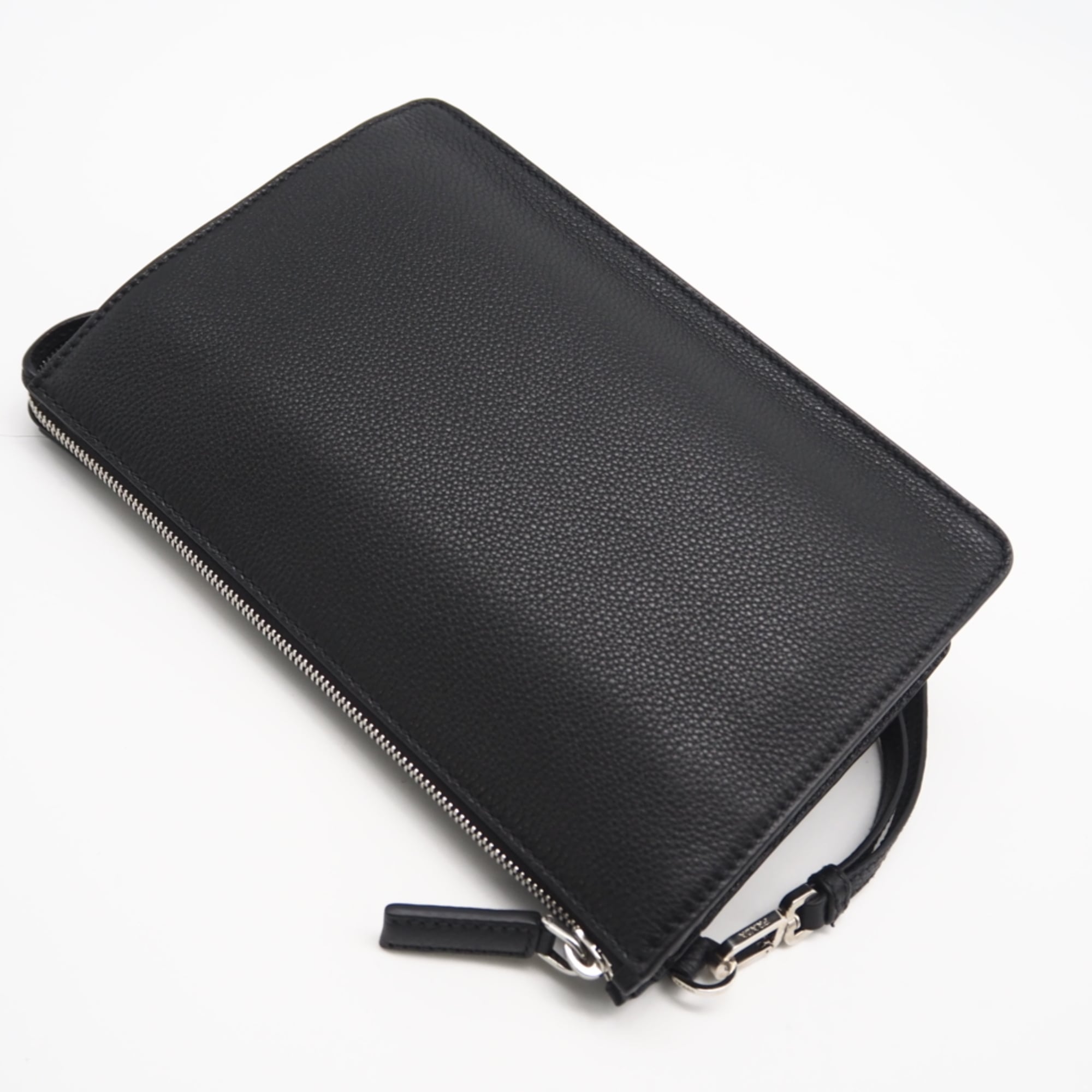 Prada Black Leather Beach Bag Clutch Bag (Pre-Owned)