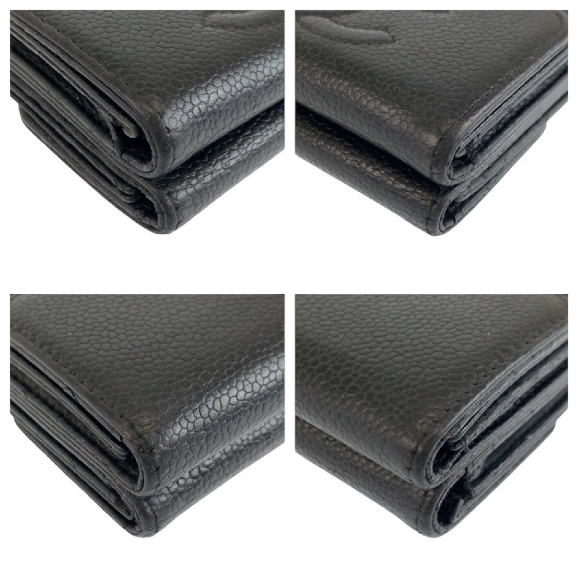Chanel Black Leather Wallet (Tri-Fold) (Pre-Owned)