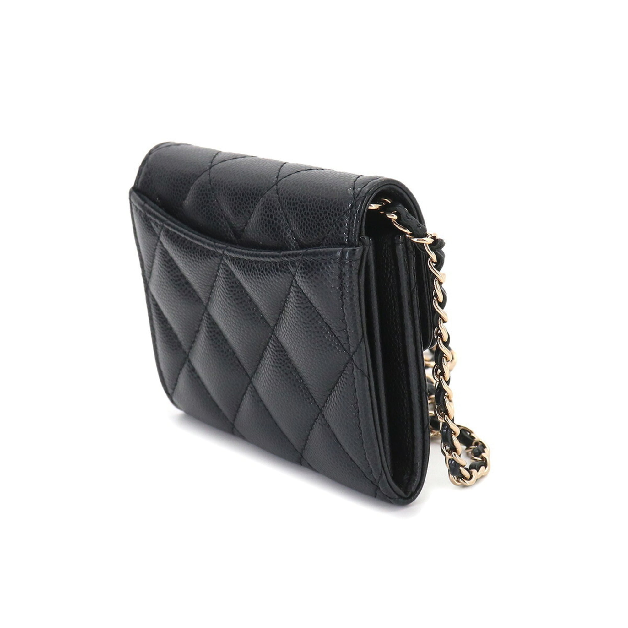 Chanel Matelasse Black Grained Calfskin Coin Purse/Coin Case (Pre-Owned)