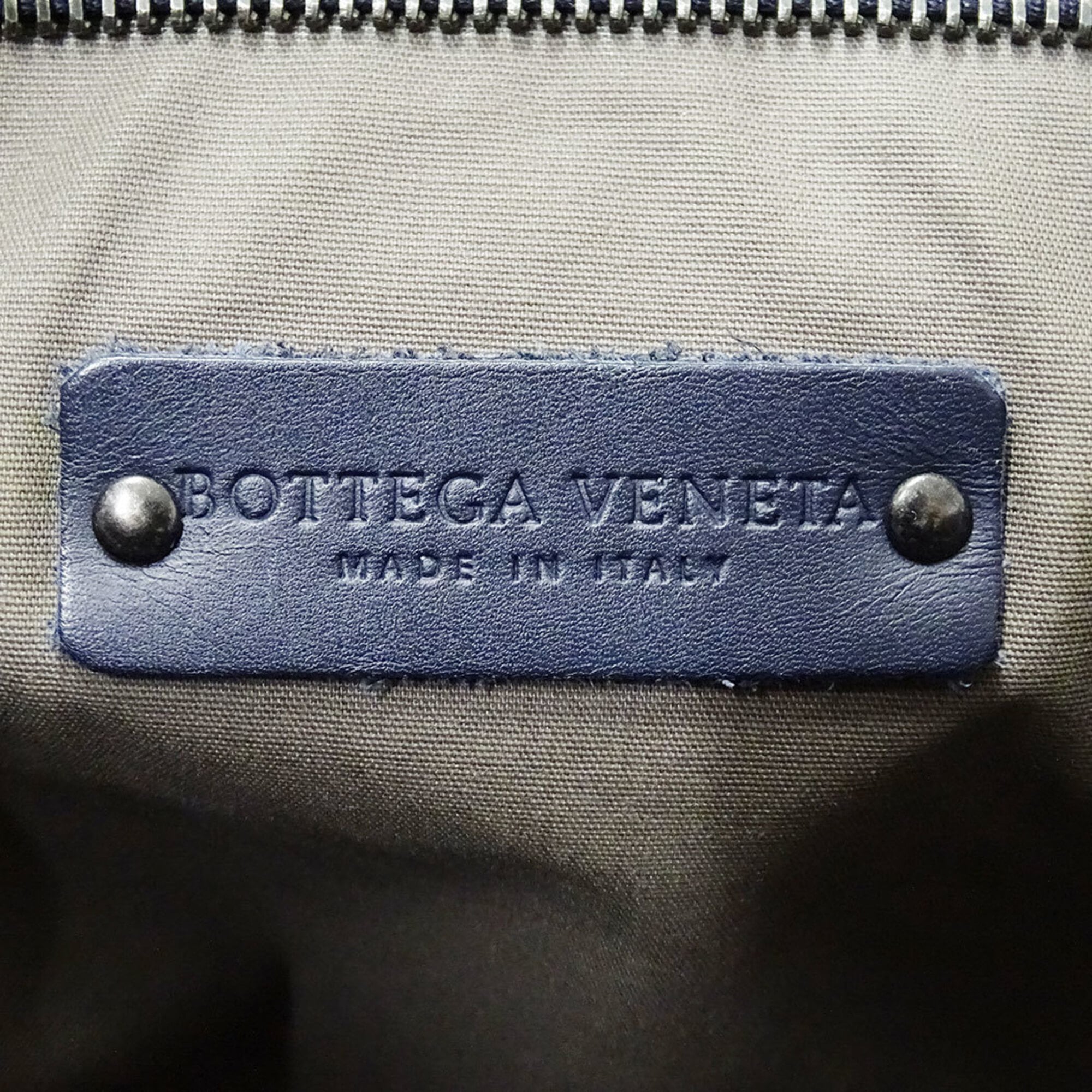 Bottega Veneta Navy Yellow Intrecciato Handbag Shoulder Bag (Pre-Owned)