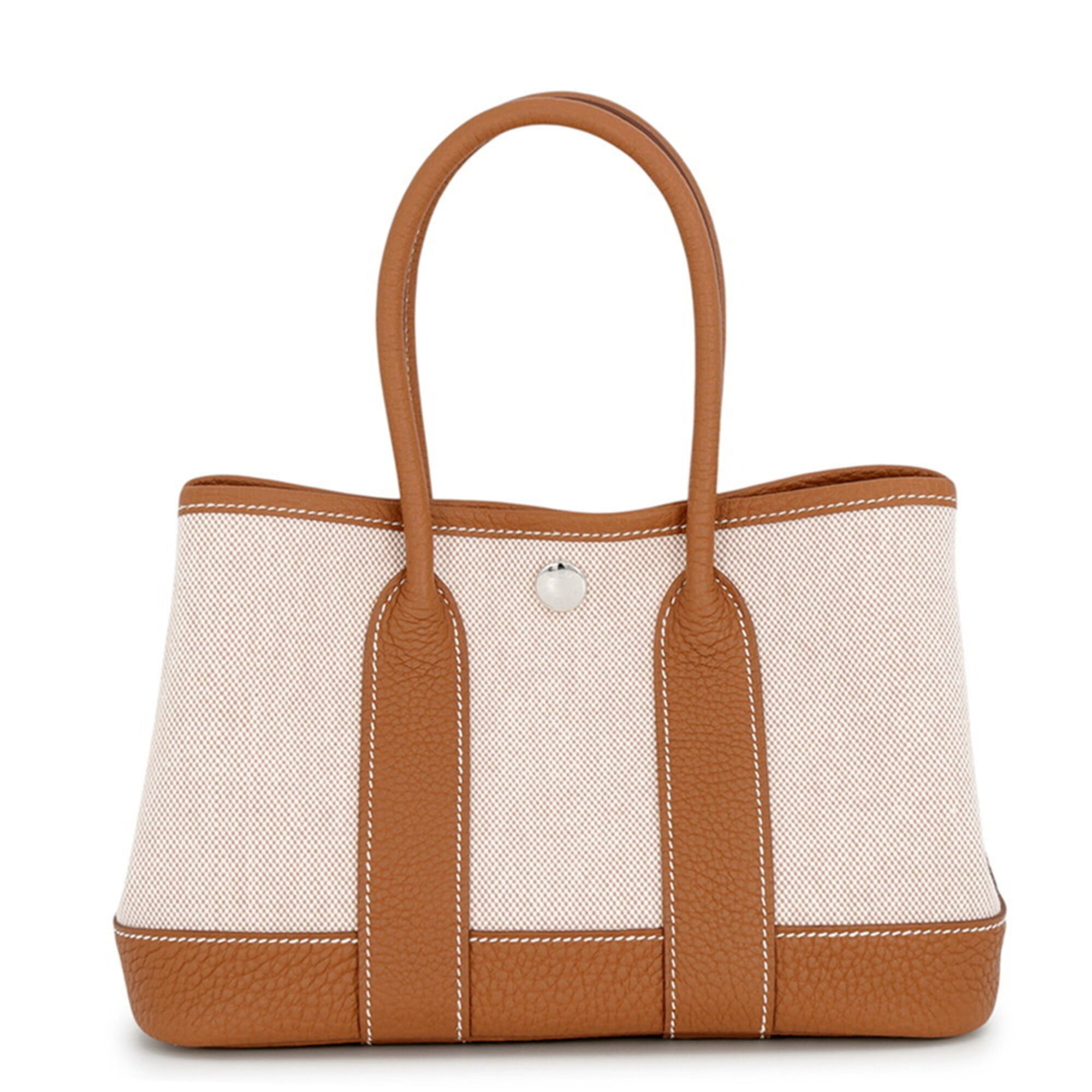 Hermes Ecru Toile H Negonda Leather Tote Bag
