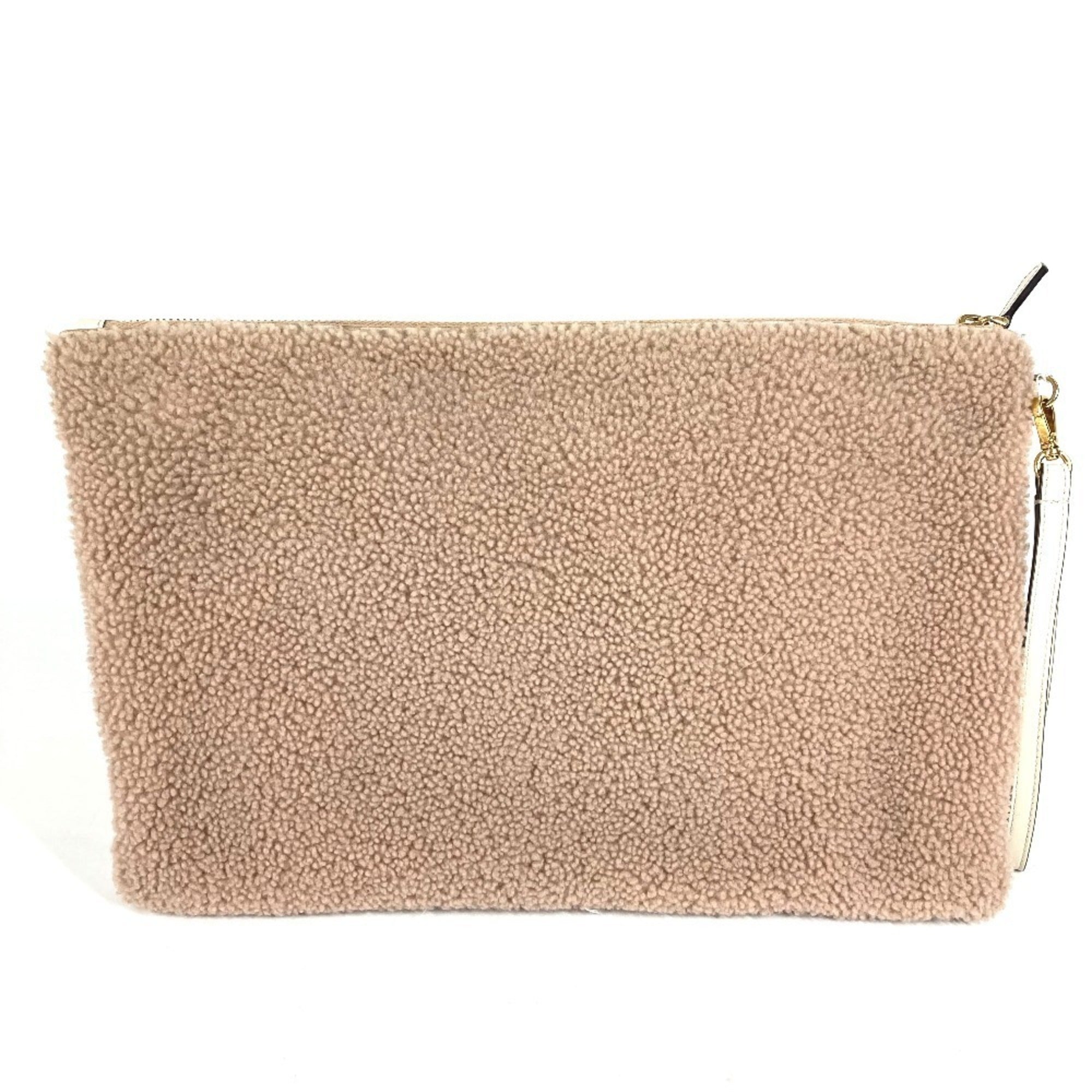 Fendi Pink Beige Fur Leather Clutch Bag Handbag Pouch (Pre-Owned)
