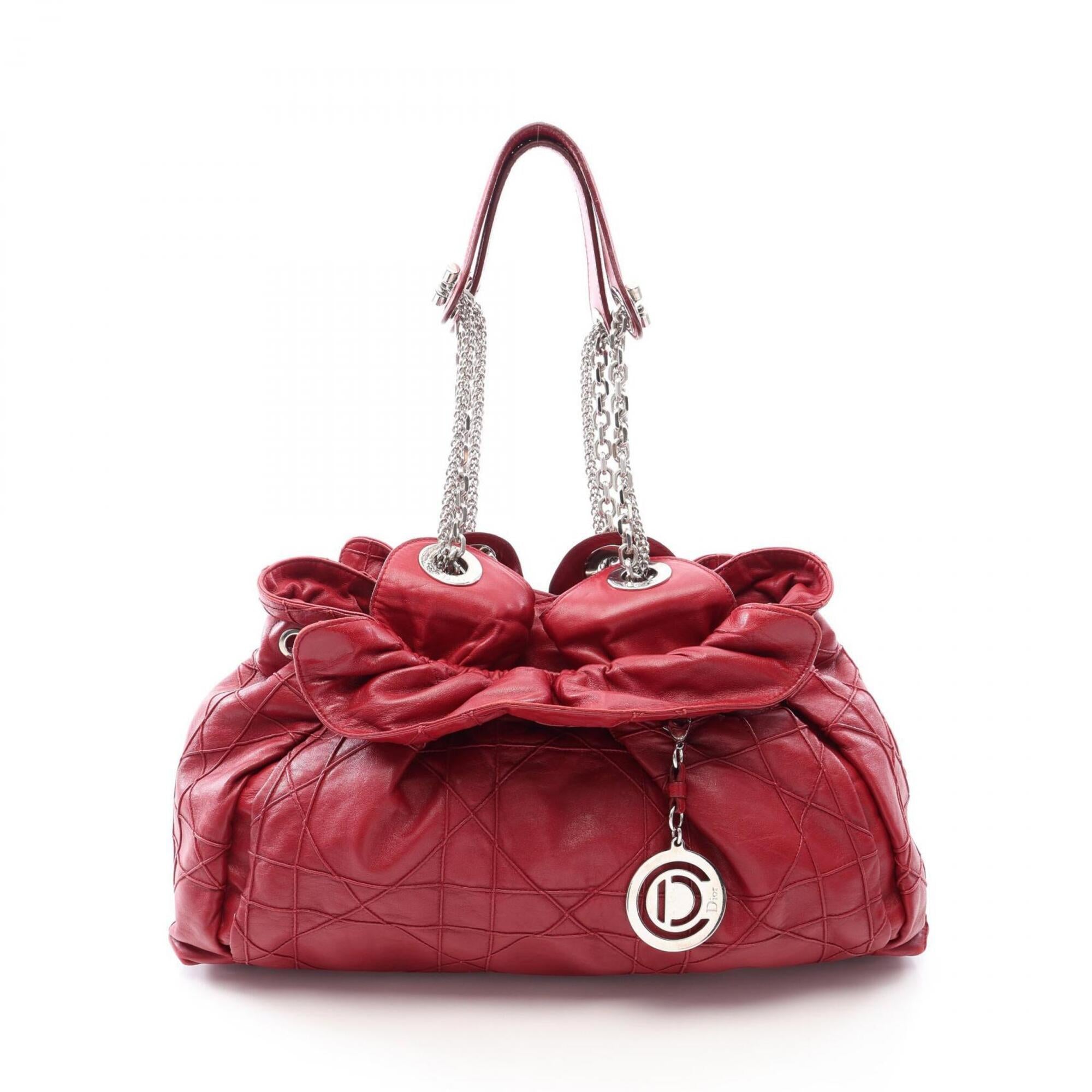 Christian Dior Red Color Leather Handbag Tote Bag (Pre-Owned)